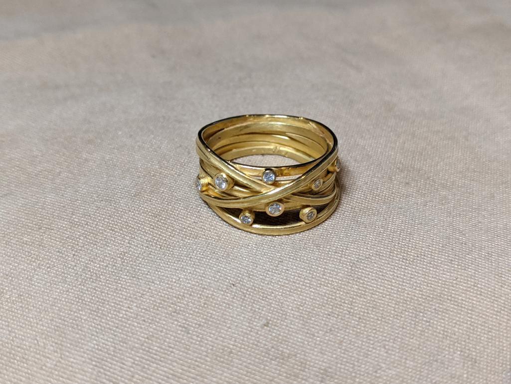 18K Gold Band Ring with Diamonds (1 of 3)