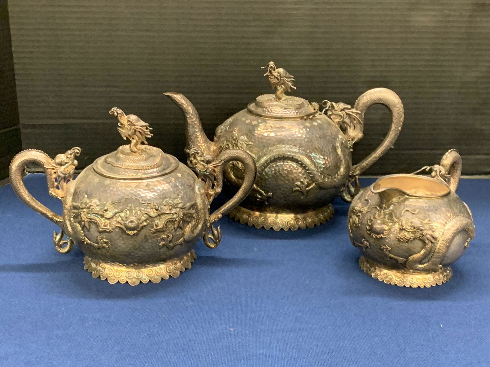 Chinese Export Silver Dragon Tea Set (1 of 7)