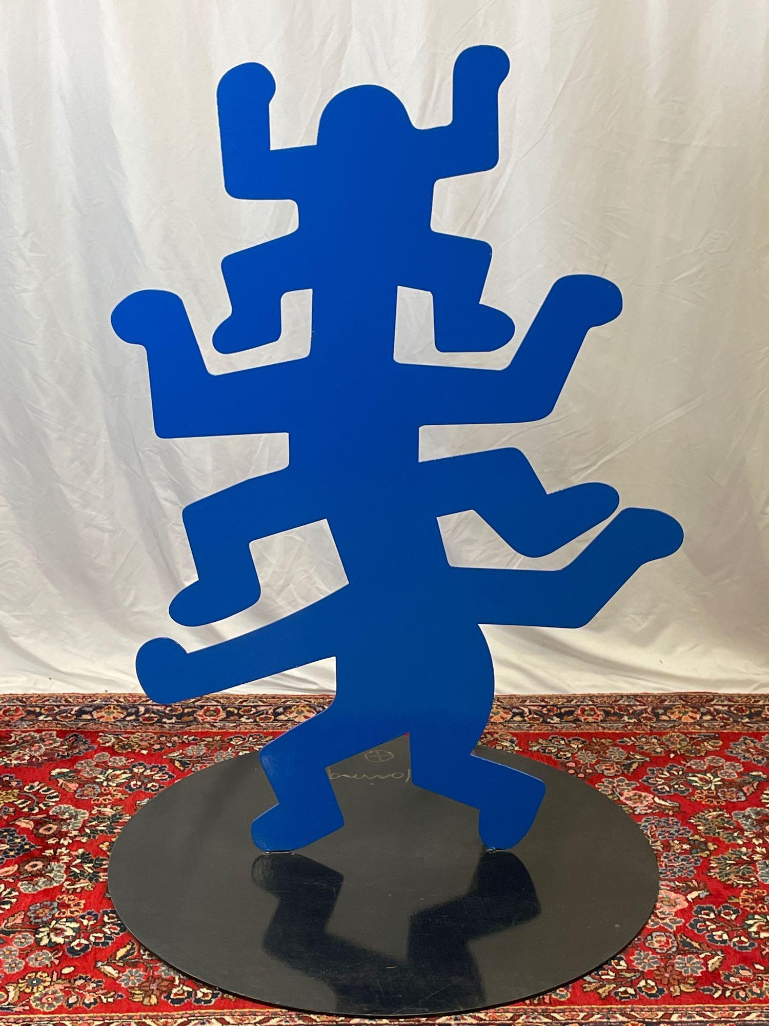After Haring: Blue Painted Metal Floor Sculpture (1 of 4)