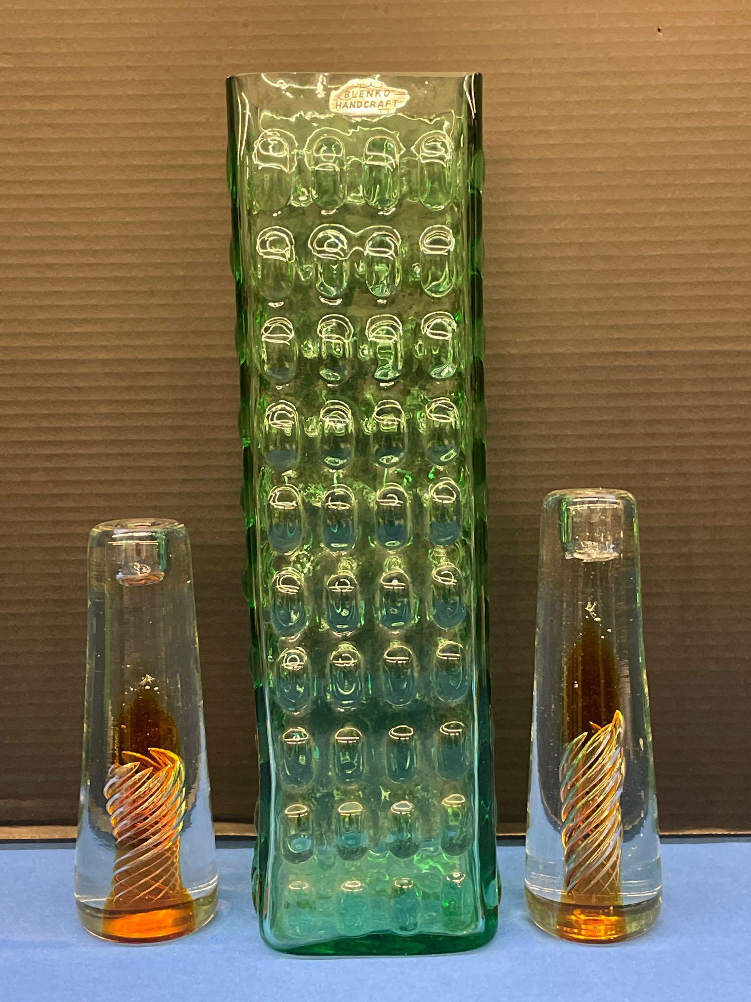 Blenko Art Glass Vase & Candlesticks (1 of 11)
