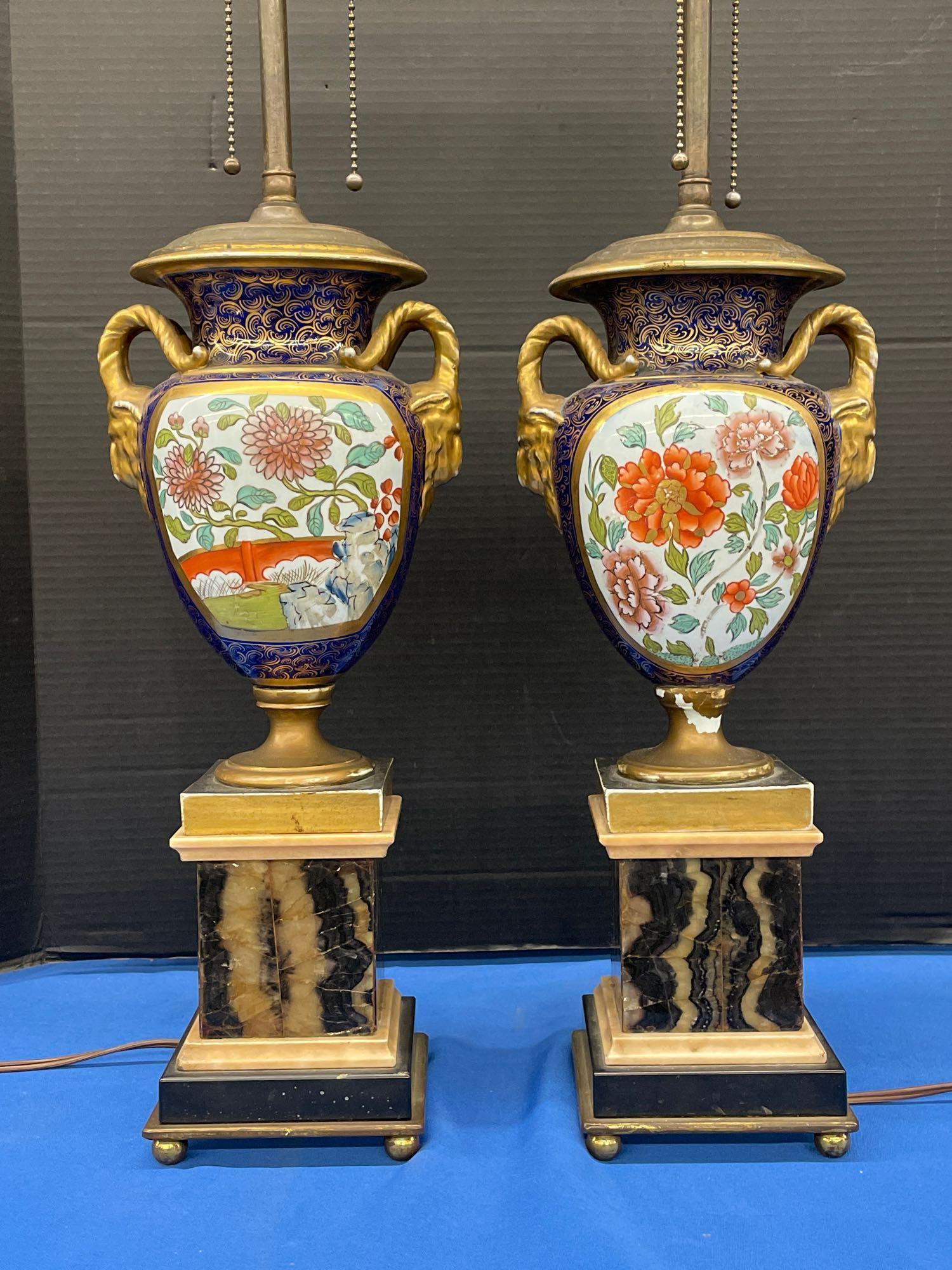 Pr. Continental Porcelain Urn Form Table Lamps (1 of 6)