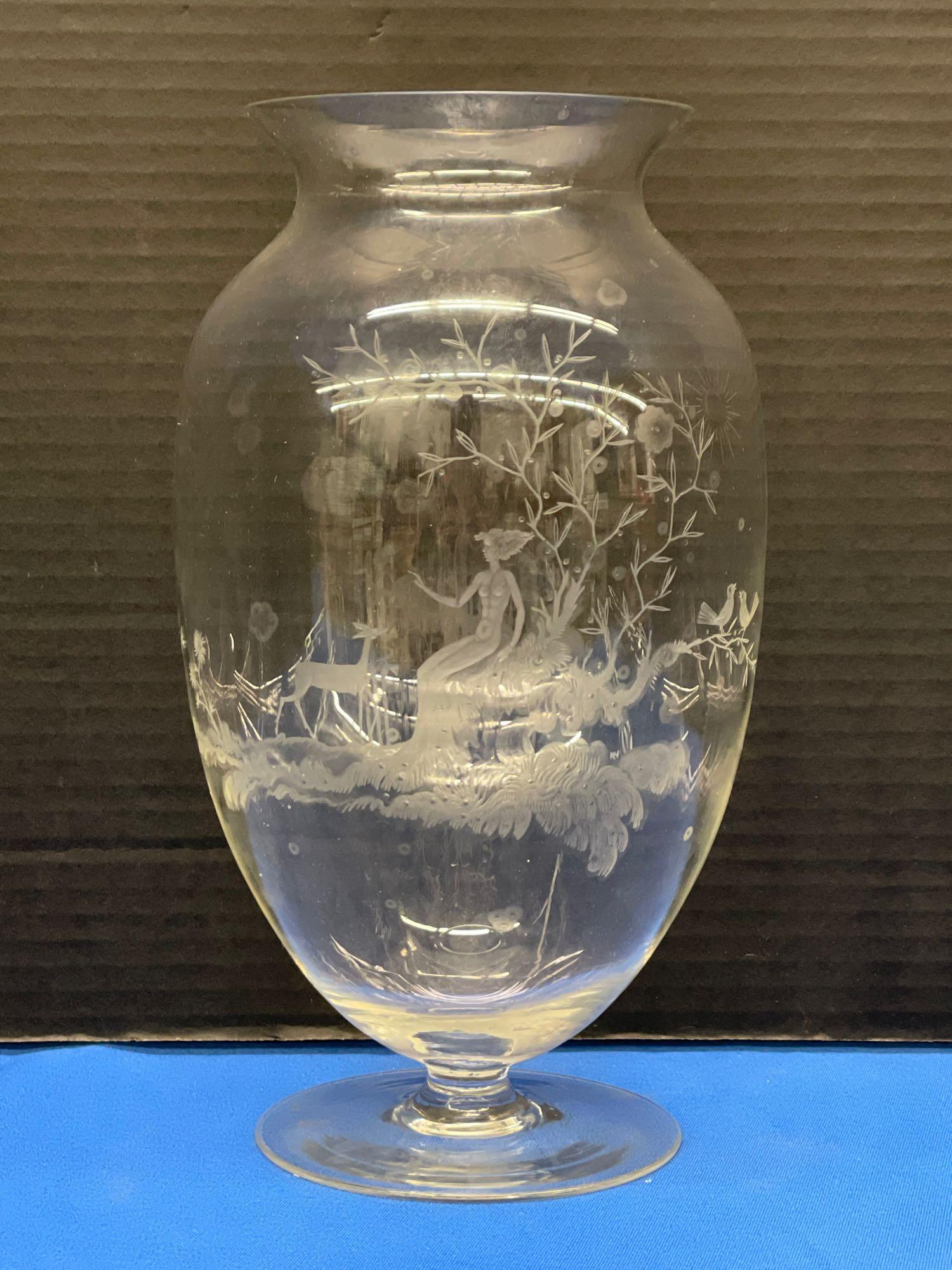 Fine Engraved Glass Scenic Vase (1 of 6)
