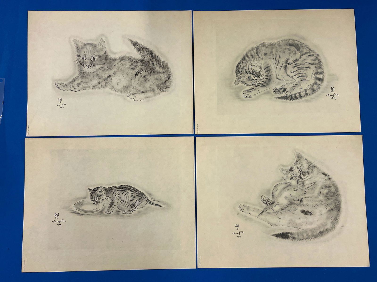 Leonard Tsuguharu Foujita. Four Etchings, Cats (1 of 6)