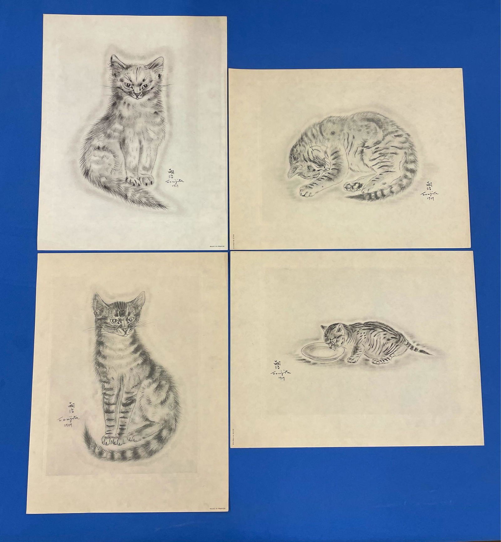 Leonard Tsuguharu Foujita. Four Etchings, Cats (1 of 6)