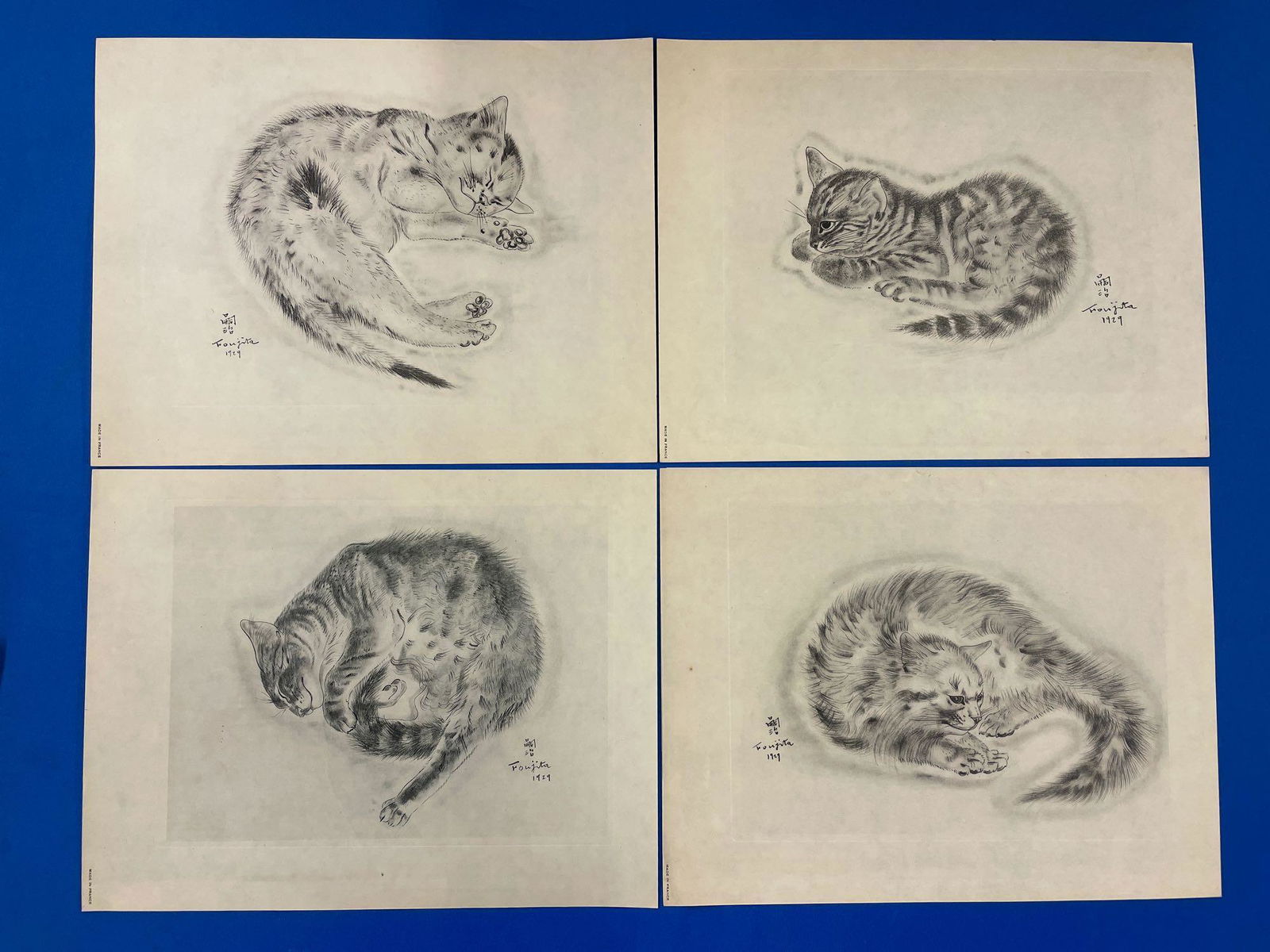 Leonard Tsuguharu Foujita. Four Etchings, Cats (1 of 6)