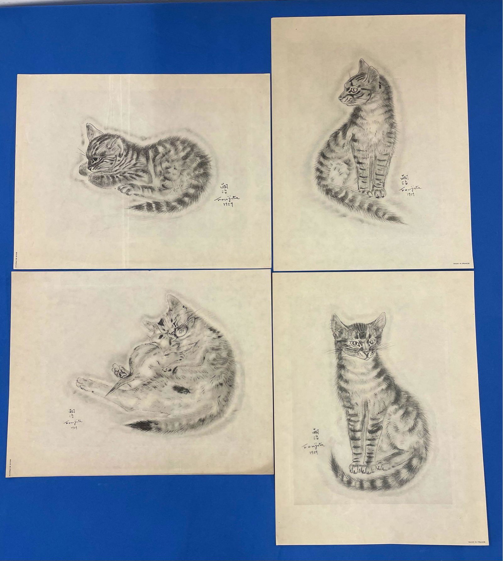 Leonard Tsuguharu Foujita. Four Etchings, Cats (1 of 6)