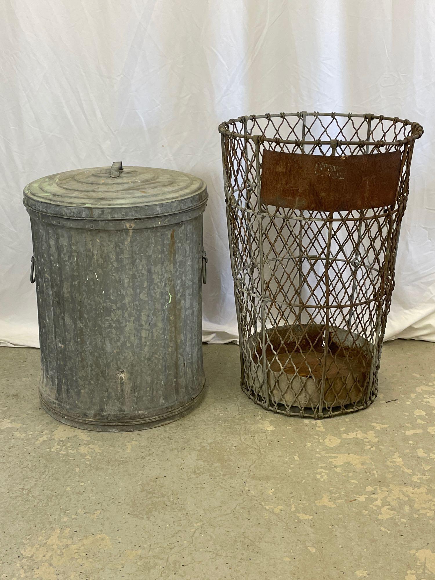 Two Vintage Industrial Trash Cans (1 of 4)