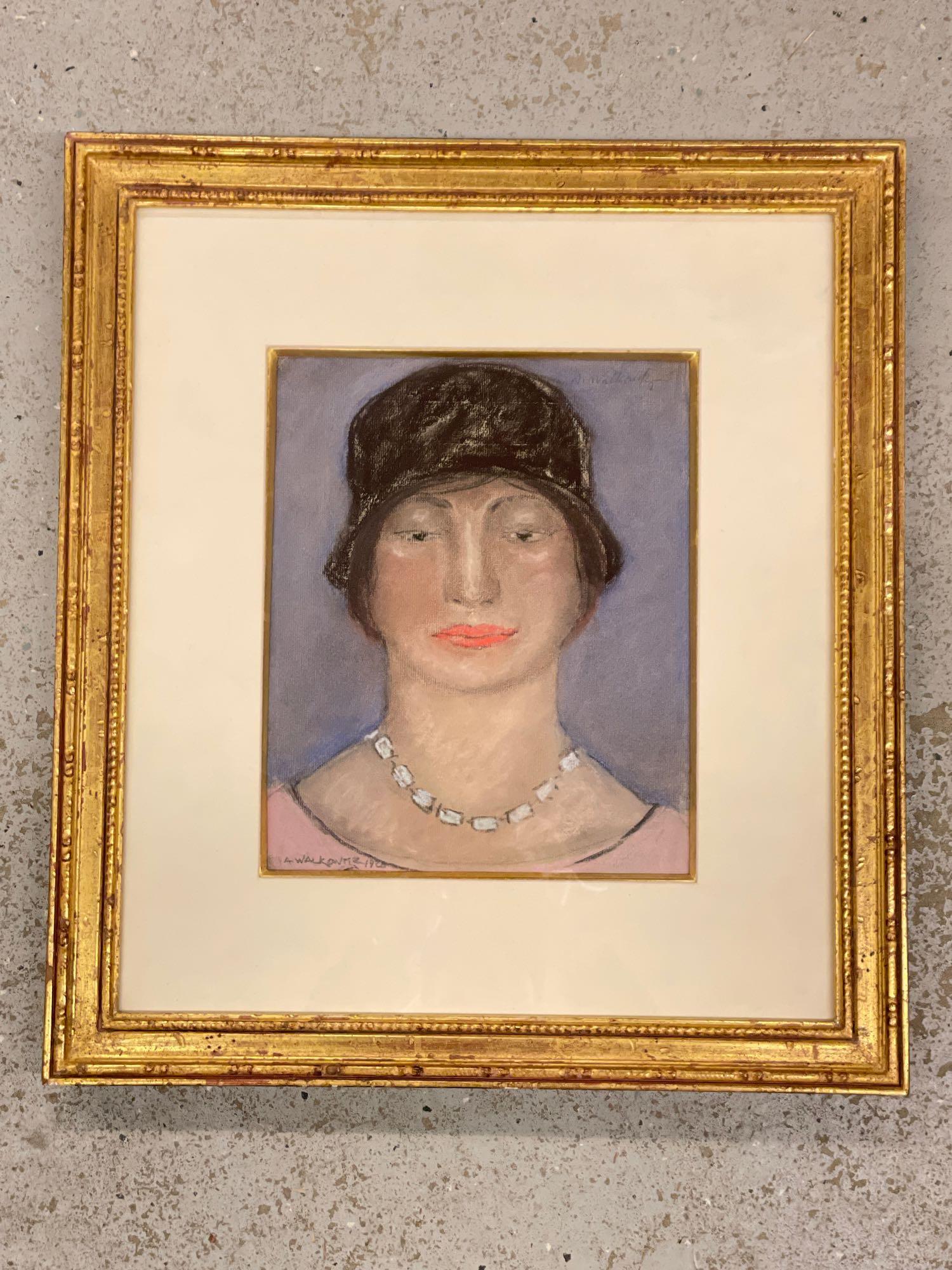 Abraham Walkowitz. Pastel Portrait, Woman in Hat (1 of 5)