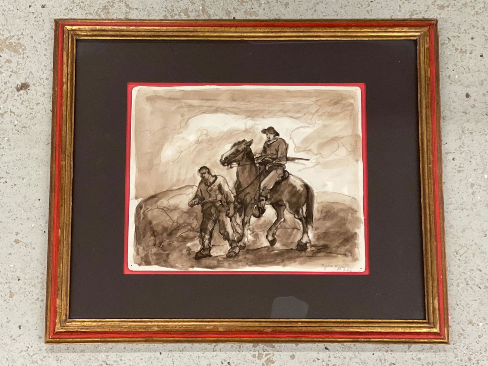 Eugene Higgins. Ink Wash, Western Genre Scene (1 of 4)
