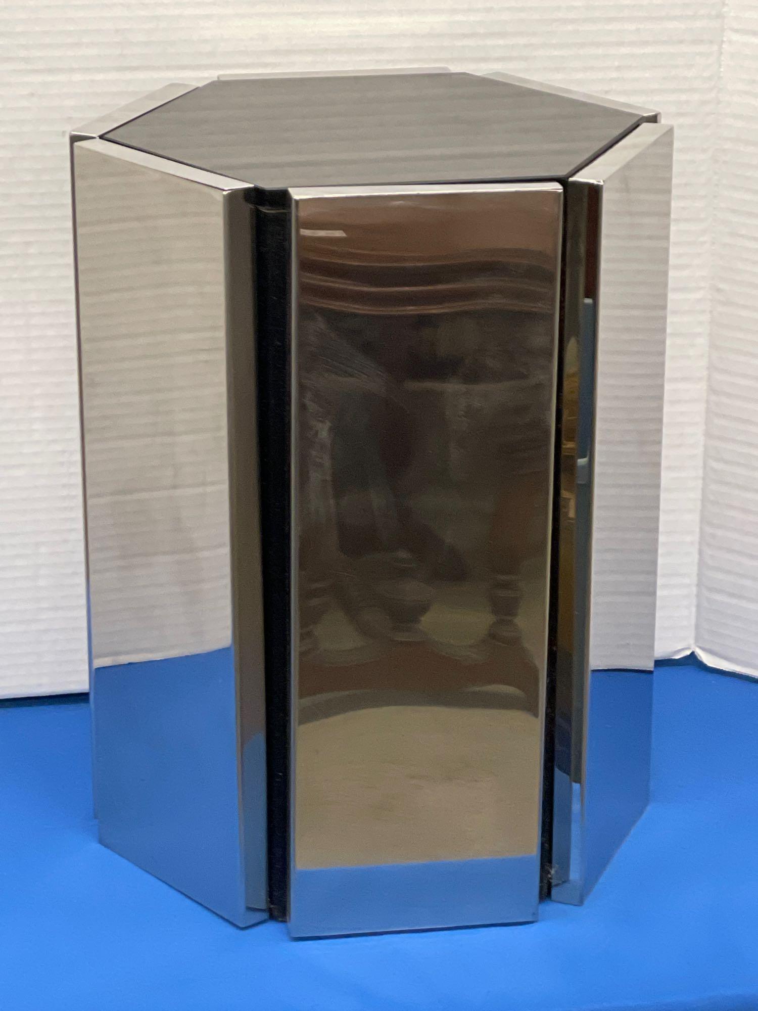 Modernist Chrome and Glass Pedestal (1 of 3)