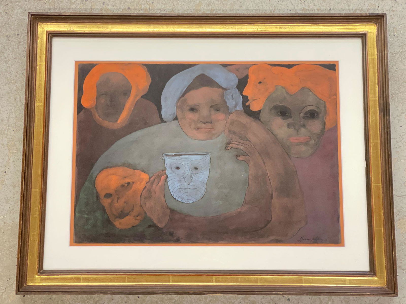 David Humphrey. Mixed Media on Paper: David Humphrey (American, 1955-). A mixed media on paper depicting surrealist figures. Signed lower right and marked Mex. 77. Framed under glass. Sight of work: 13-3/4in x 19-1/2in. Provenance: From t