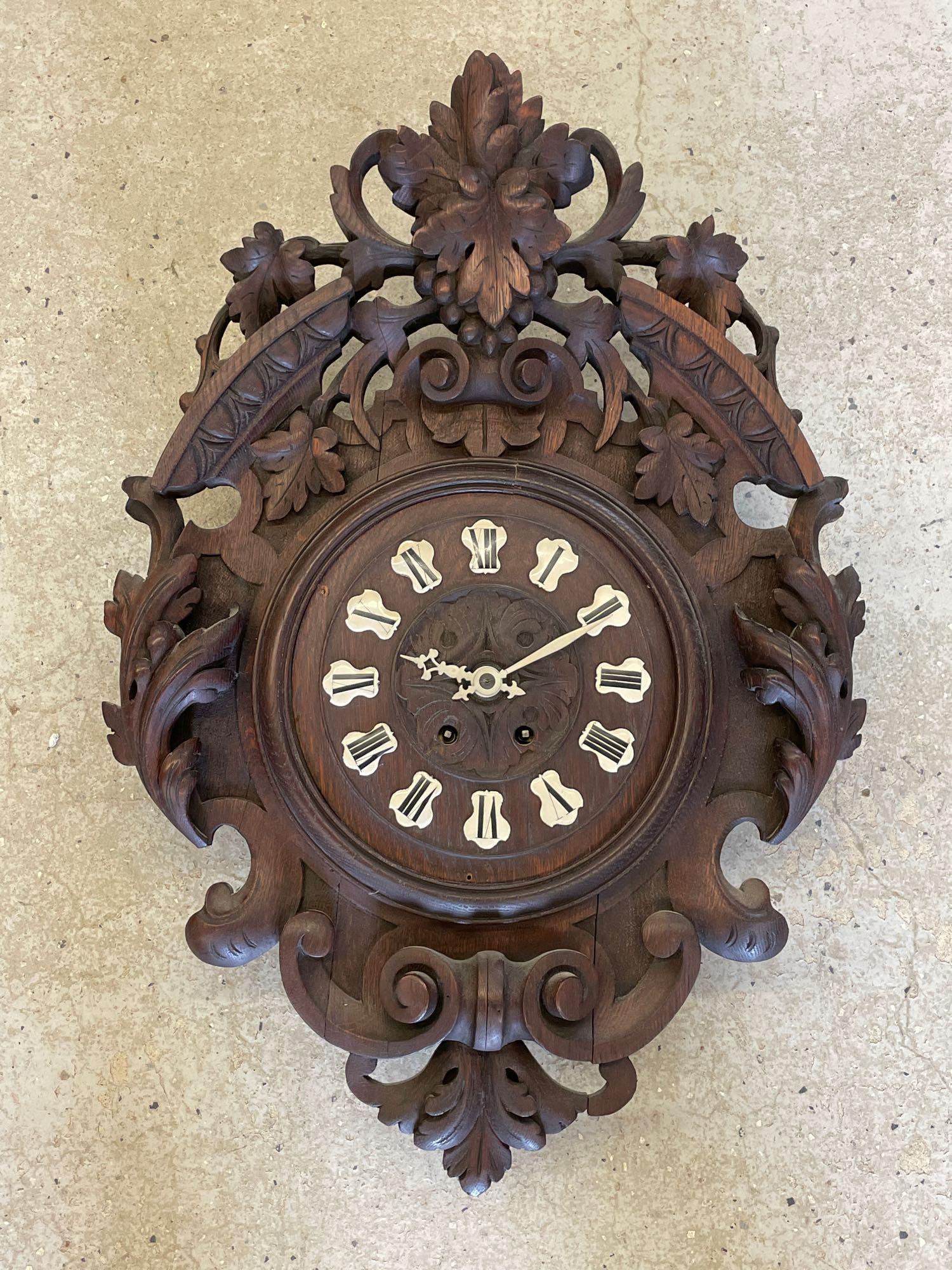 Carved Black Forest Wall Clock (1 of 5)