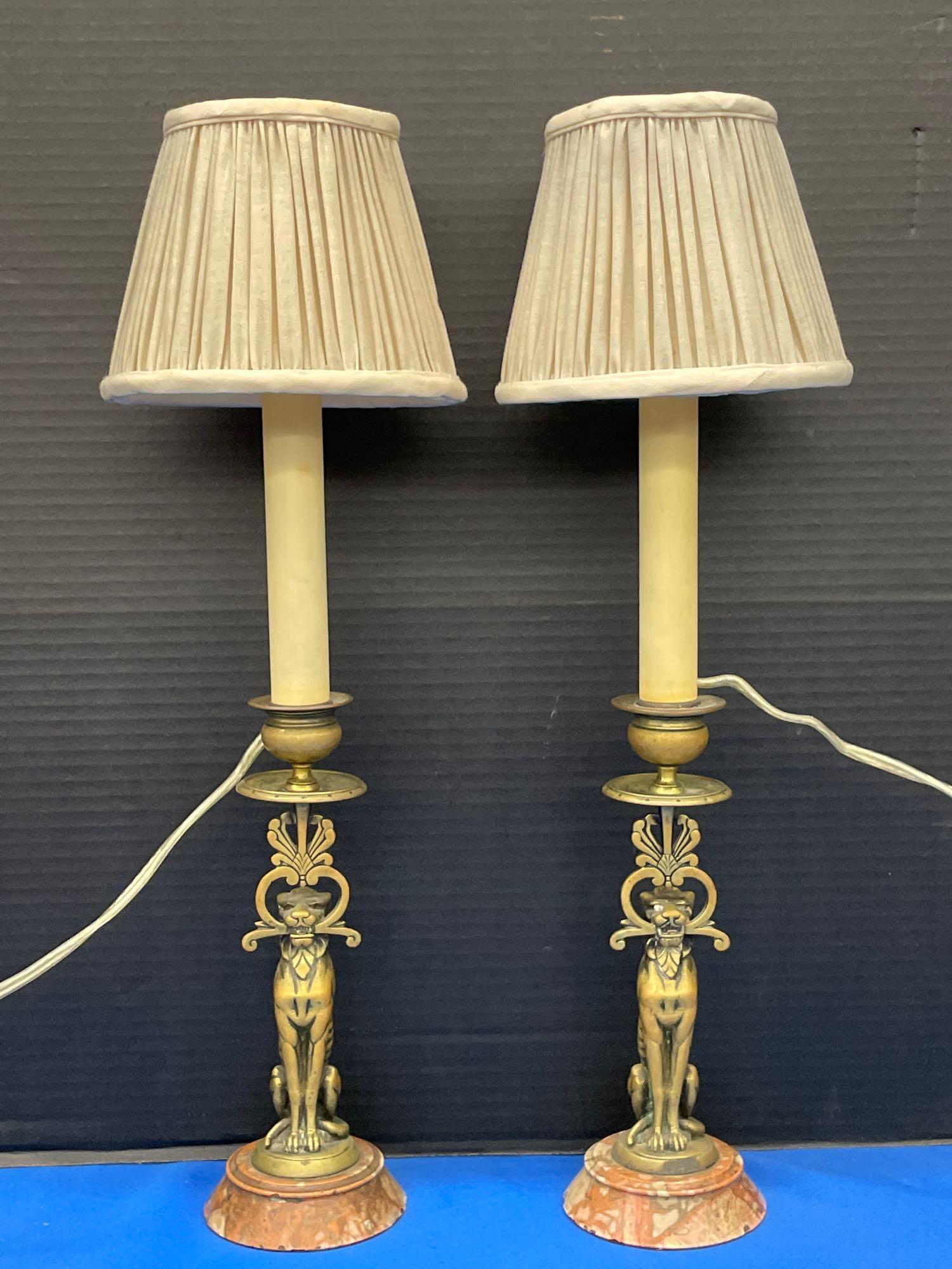 Pair of Neoclassical Figural Candlestick Lamps (1 of 4)