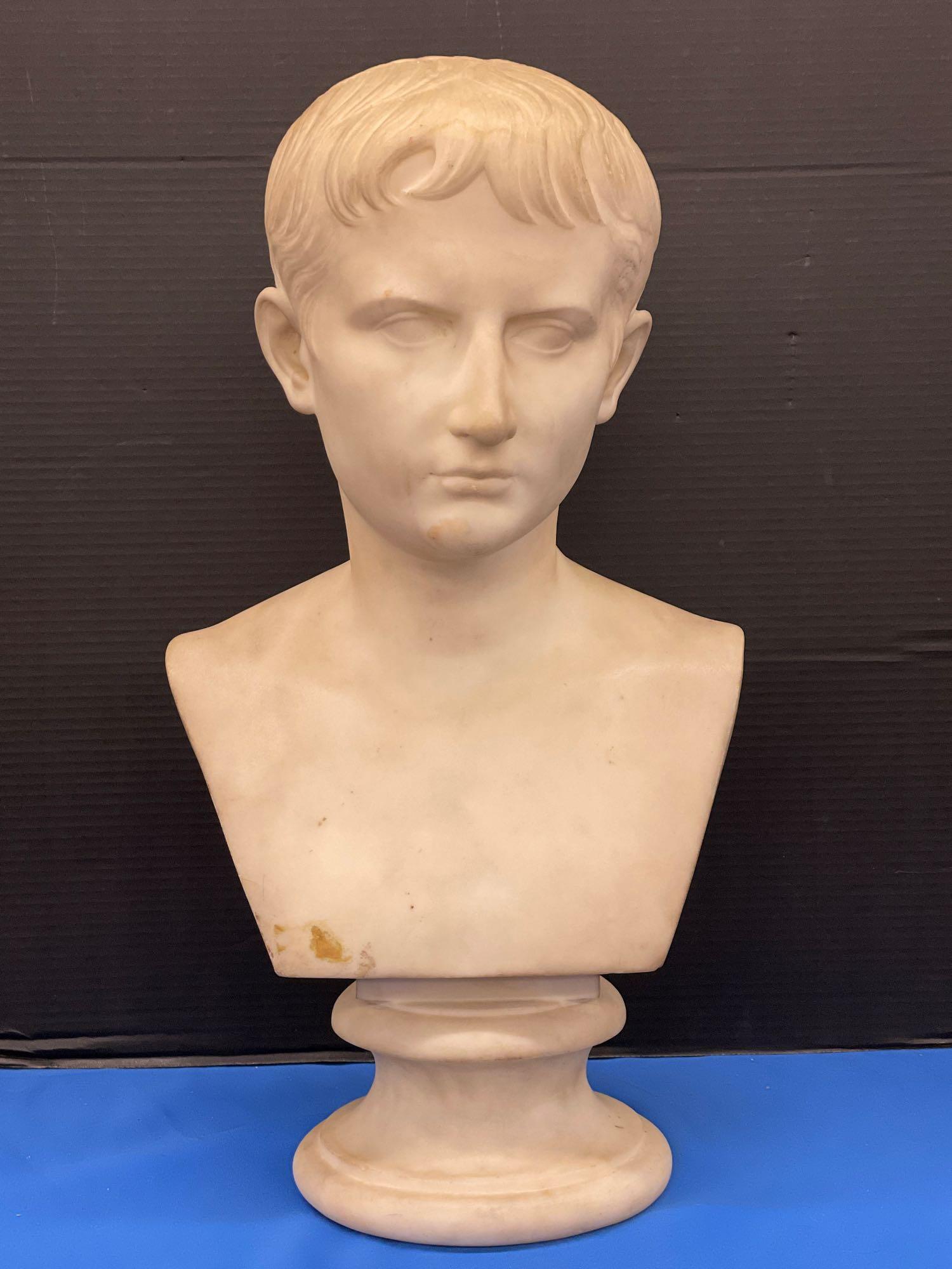 Carved White Marble Bust of Young Caesar (1 of 6)
