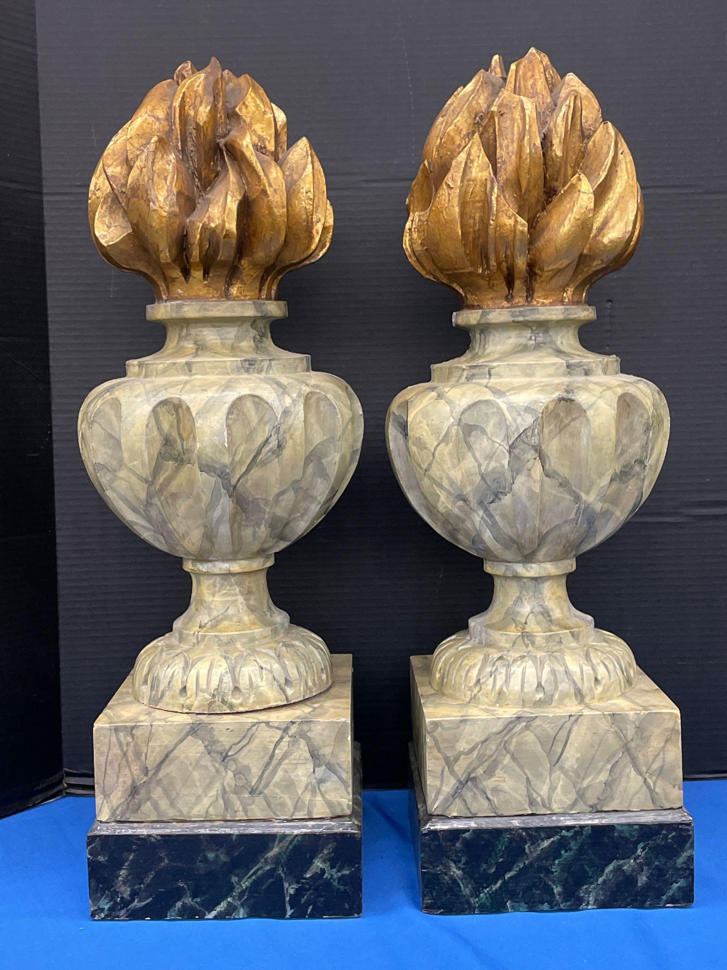 Large Pair of Flame-top Decorated Finials (1 of 5)