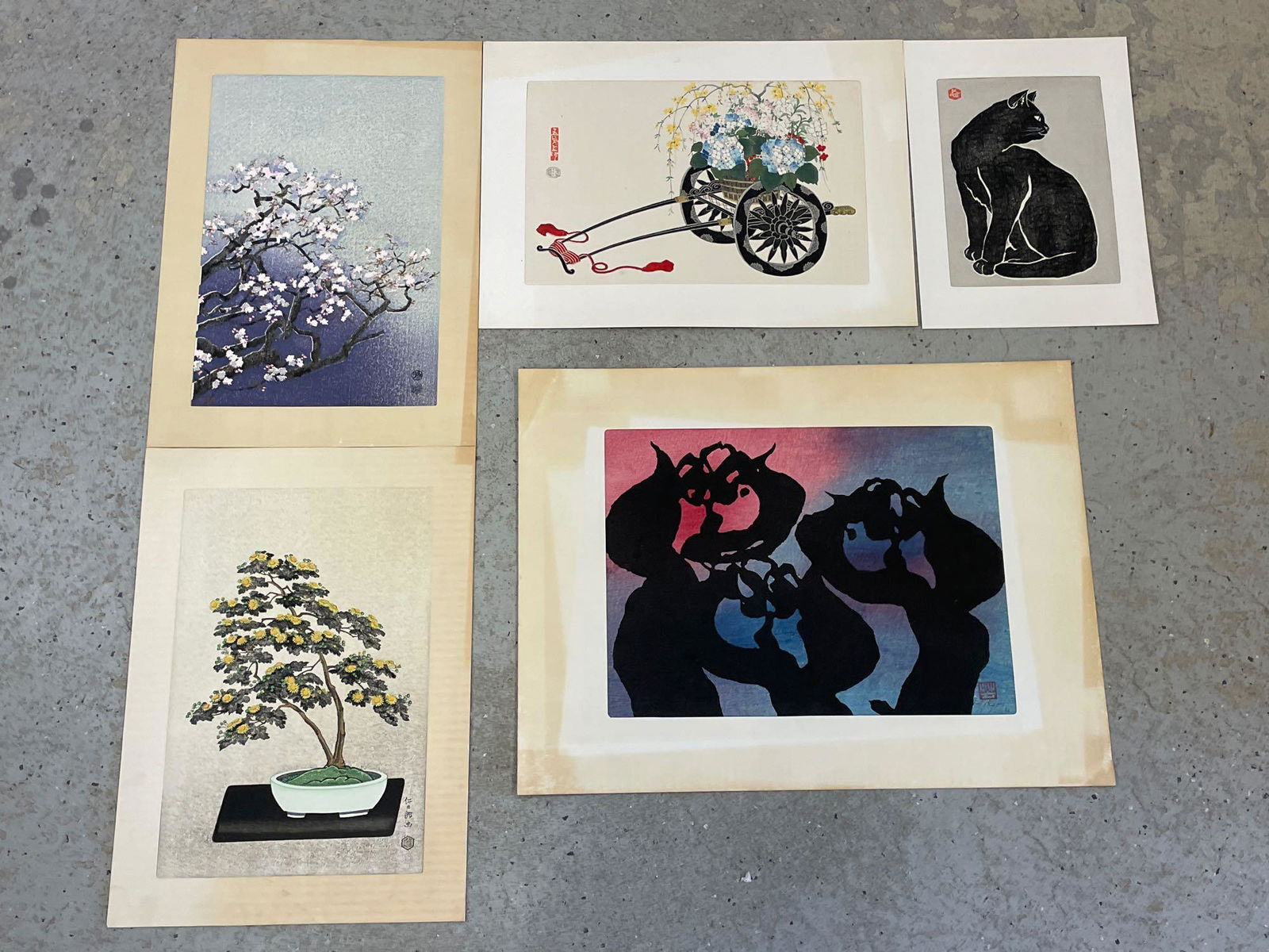 Five Japanese Woodblock Prints (1 of 7)