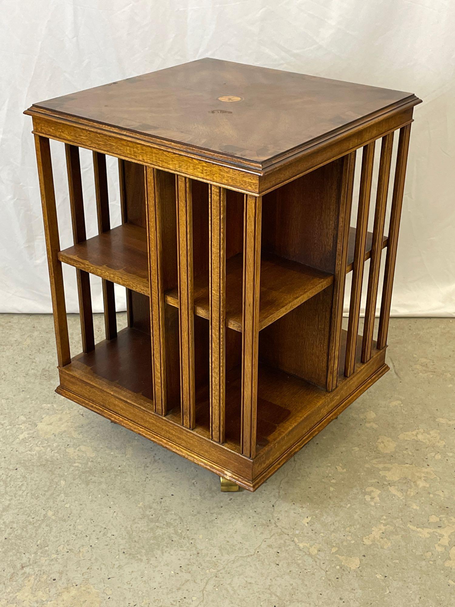 Inlaid Mahogany Revolving Bookcase (1 of 3)