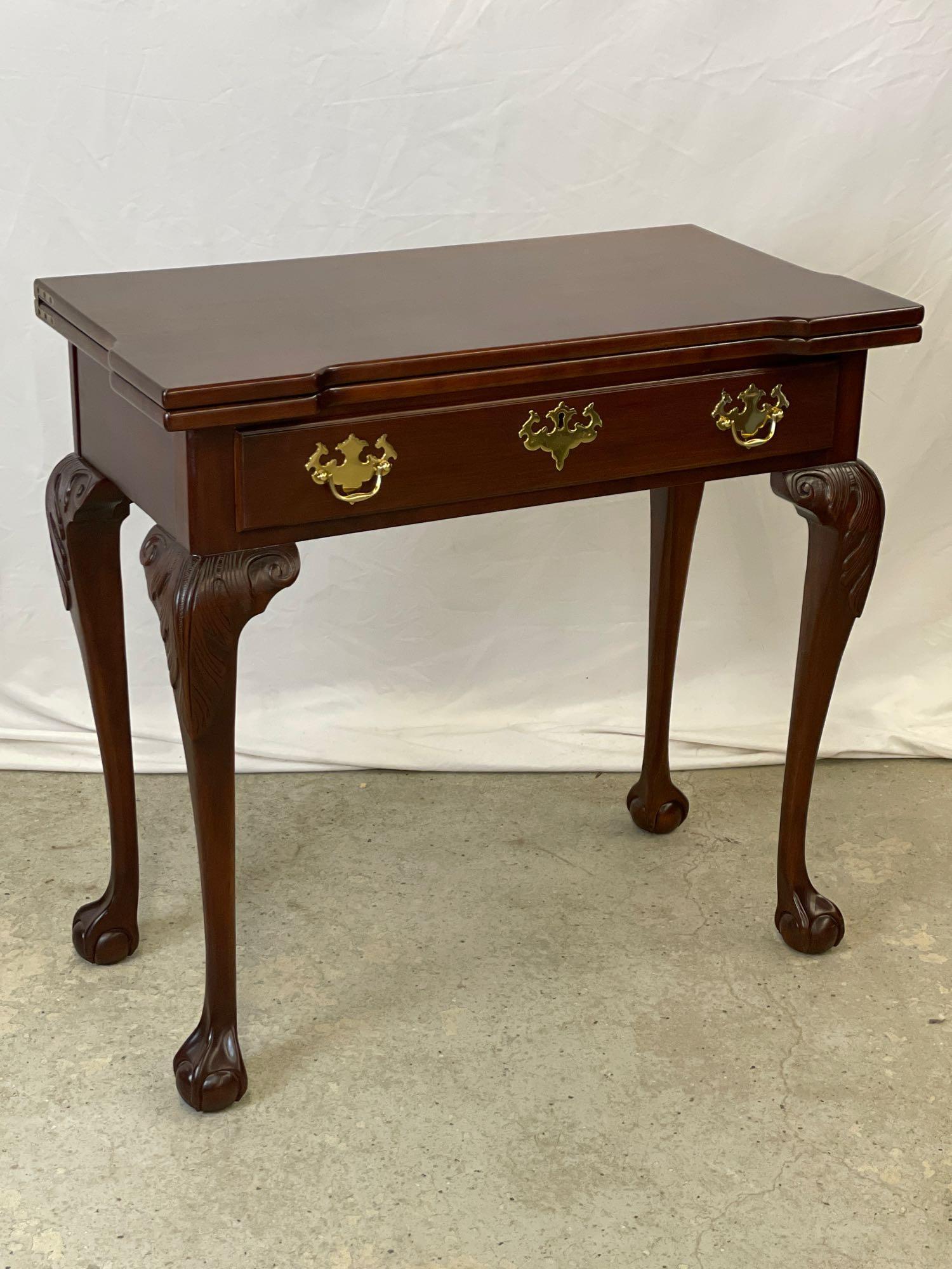 Statton Chippendale-style Mahogany Card Table (1 of 5)