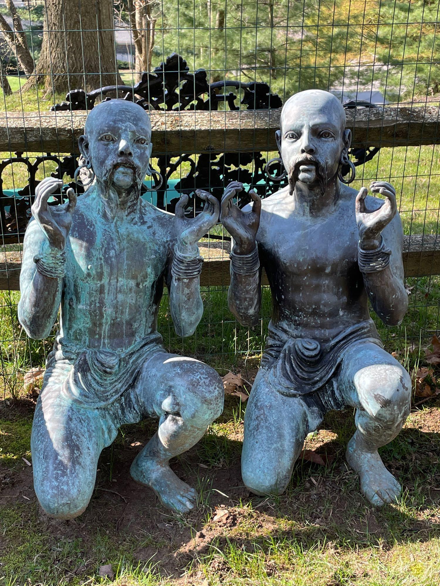 Pair of Cast Bronze Figural Garden Statues (1 of 4)