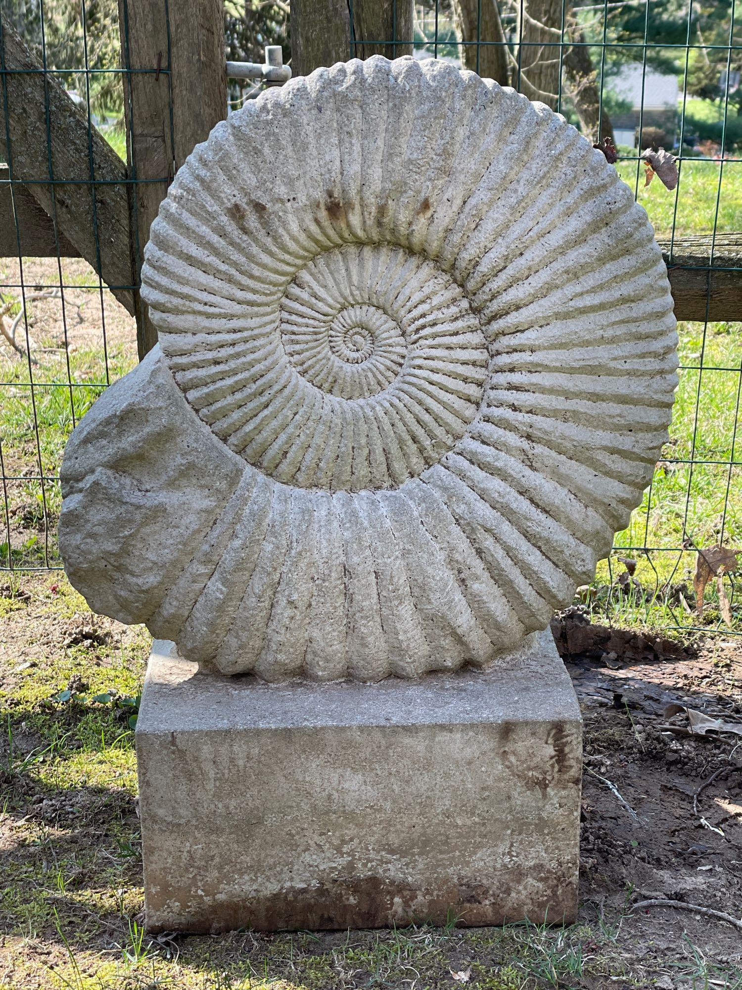 Cast Stone Ammonite Fossil Garden Statue (1 of 4)