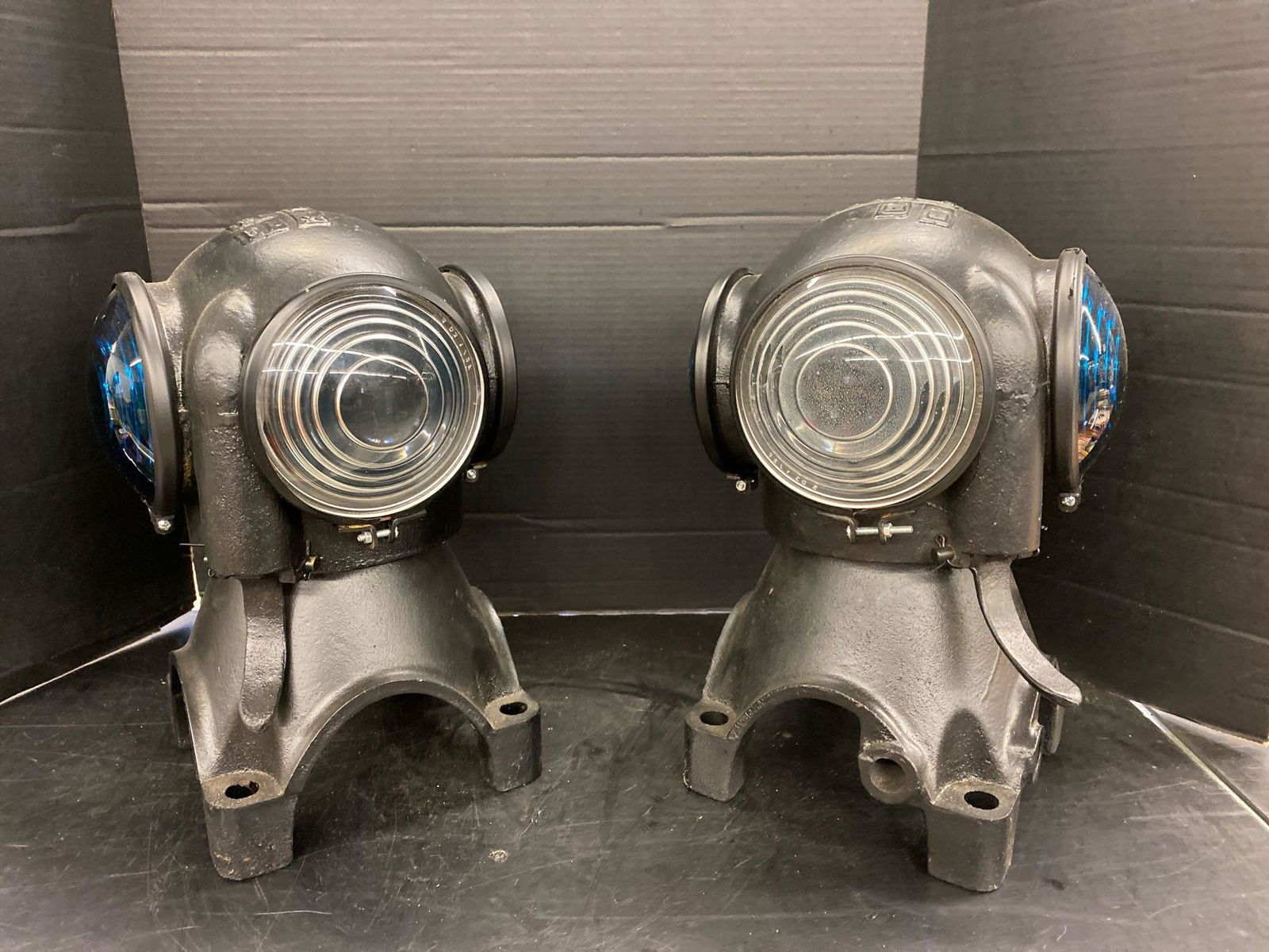 Pair of Cast Iron Signal Lantern Lights (1 of 6)