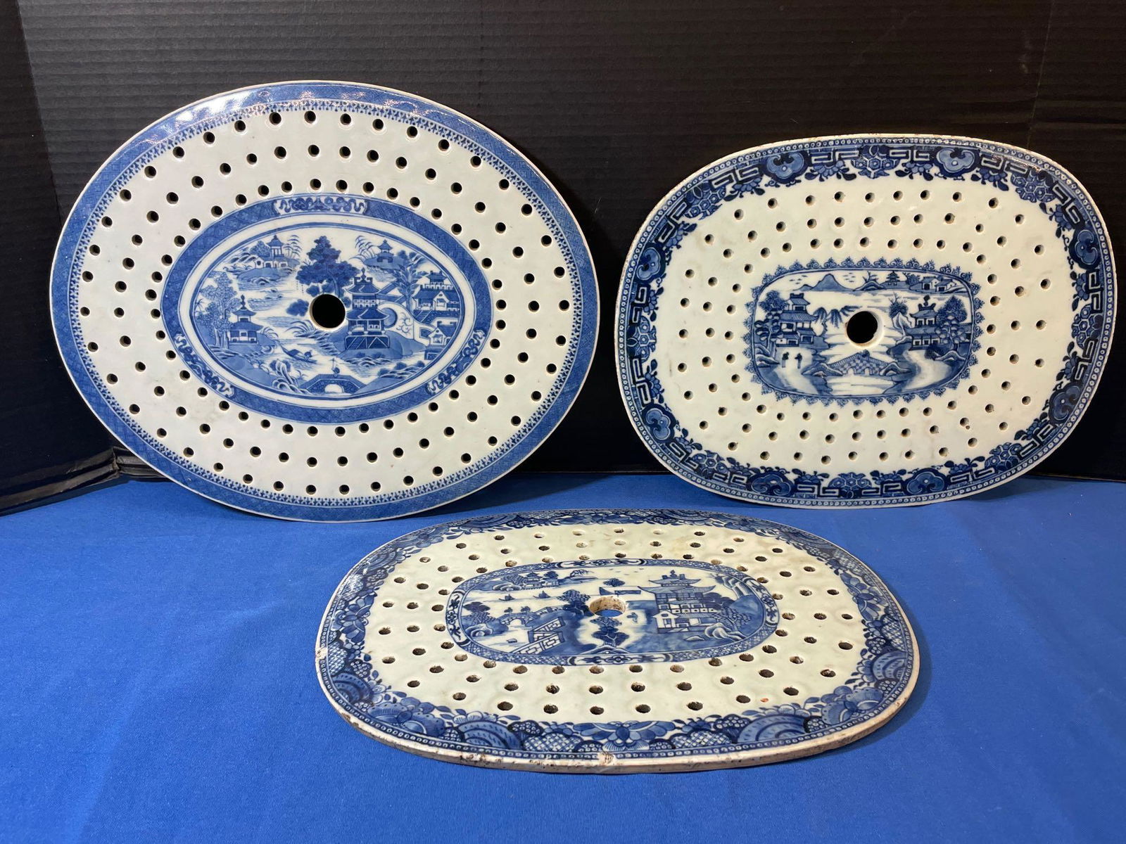 Three Chinese Export Blue and White Porcelain Strainers (1 of 5)