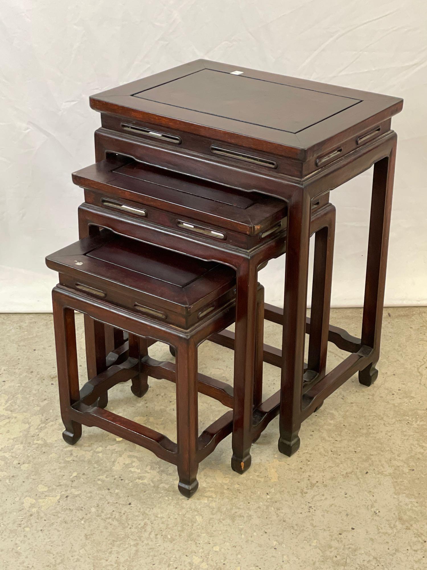 Nest of Three Asian Hardwood Stands (1 of 4)