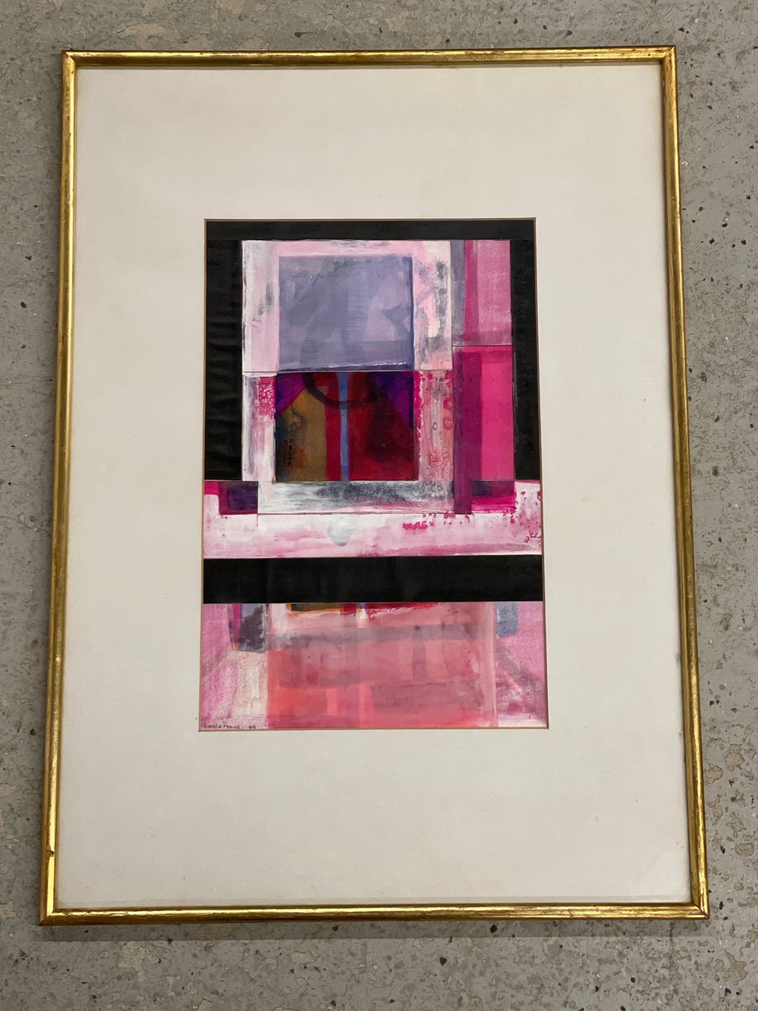 Fernando Garcia Ponce. Mixed-Media, Abstract: Fernando Garcia Ponce (Mexico, 1933-1987). A mixed media and collage on paper abstract. Signed lower left in pencil and dated 69. Framed under glass. Mat opening: 15-1/2in x 10in.