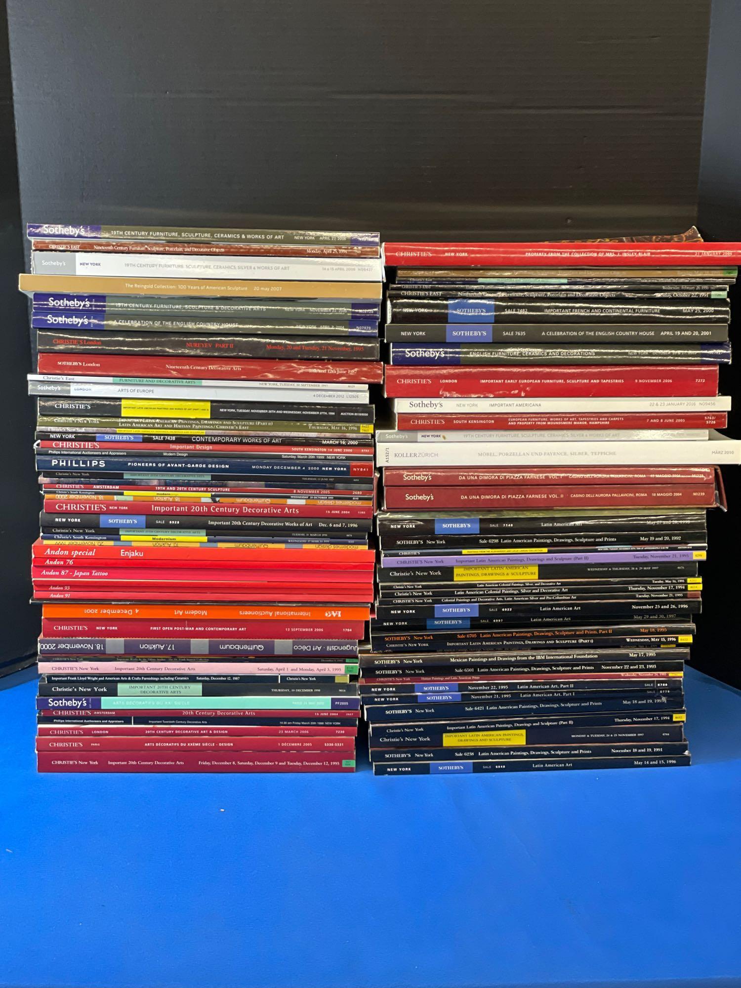 Collection of 85 Auction Catalogs: A collection of 85 auction catalogs covering various subjects to include Latin American art. Mainly Christie's and Sotheby's.