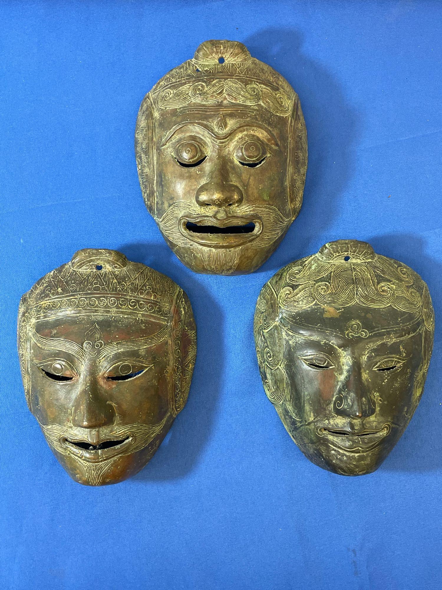 Three Southeast Asian Bronze Masks (1 of 5)