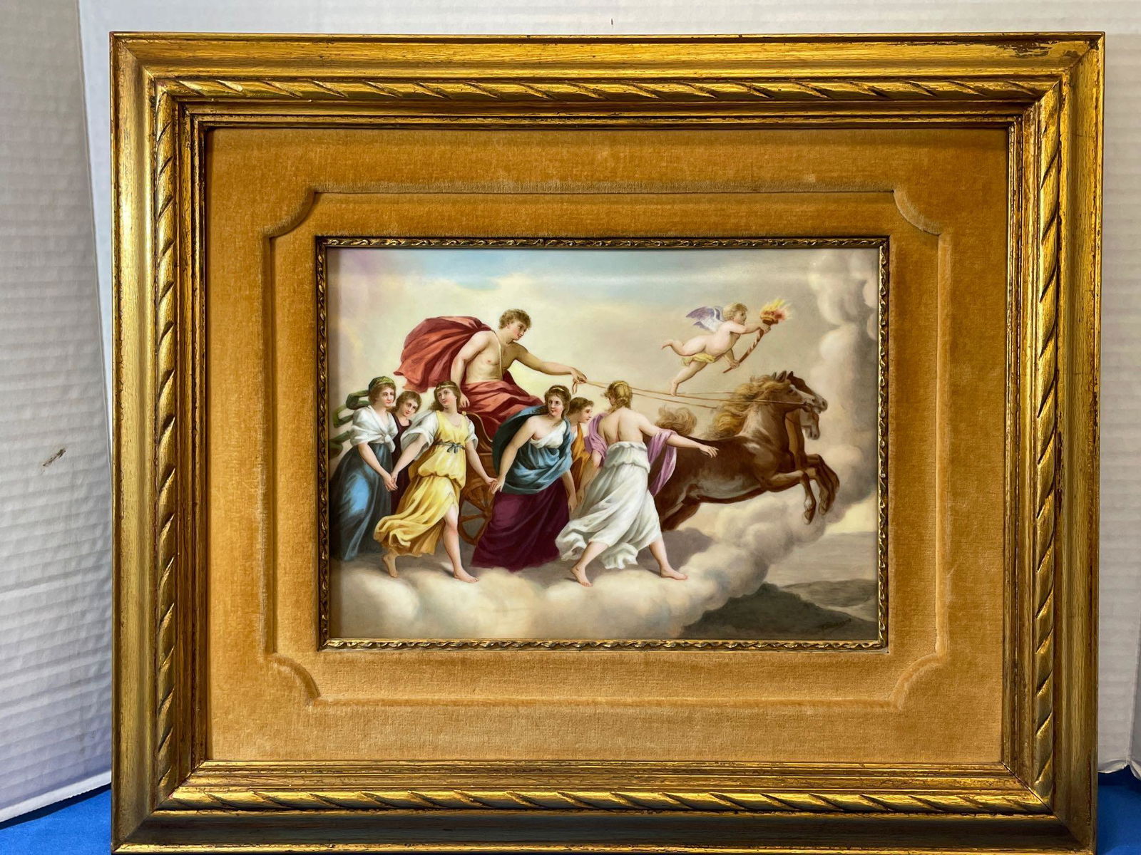 Framed Continental Porcelain Plaque, Aurora (1 of 6)