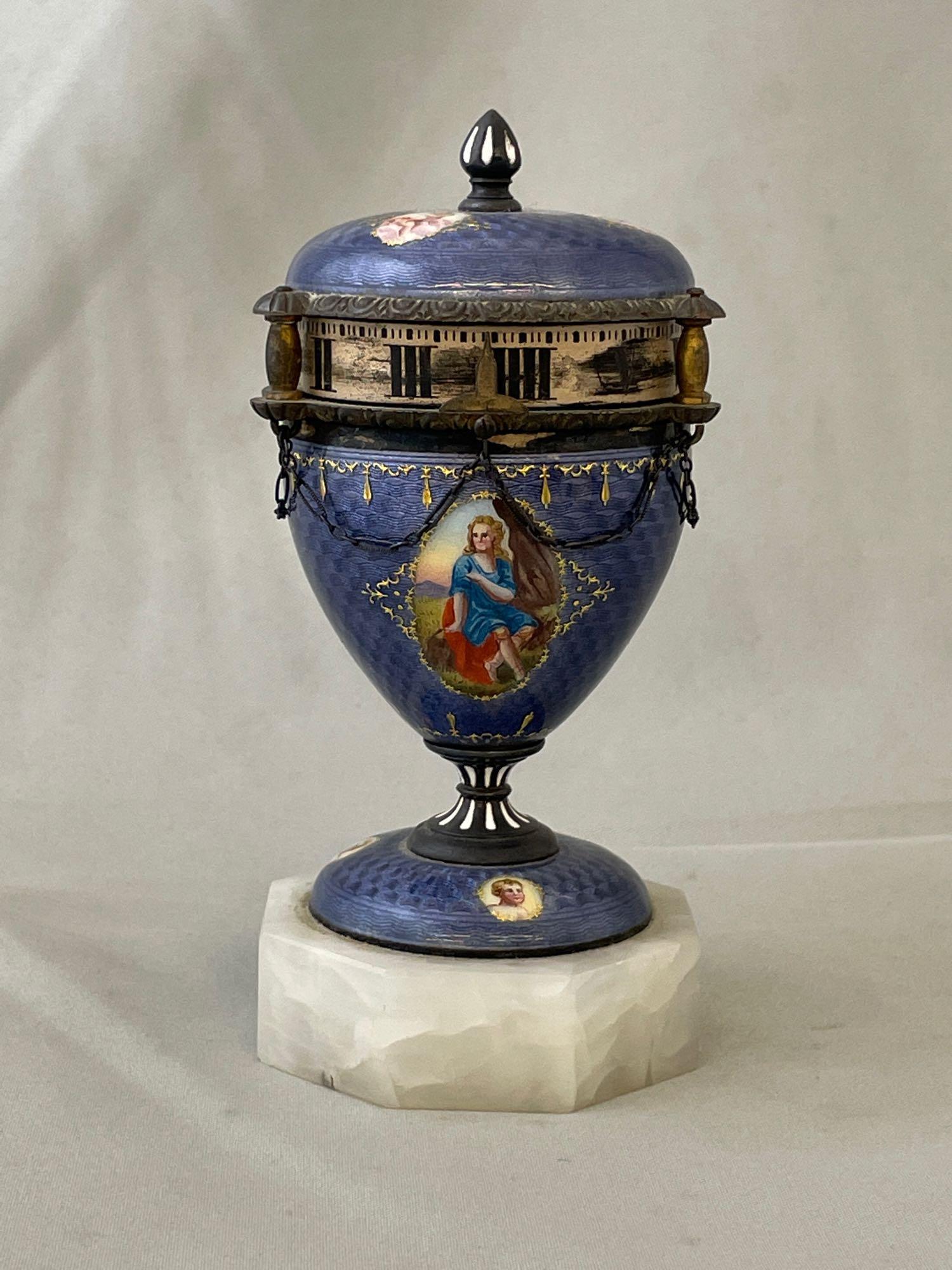 Austrian Sterling Silver and Enamel Annular Clock (1 of 6)