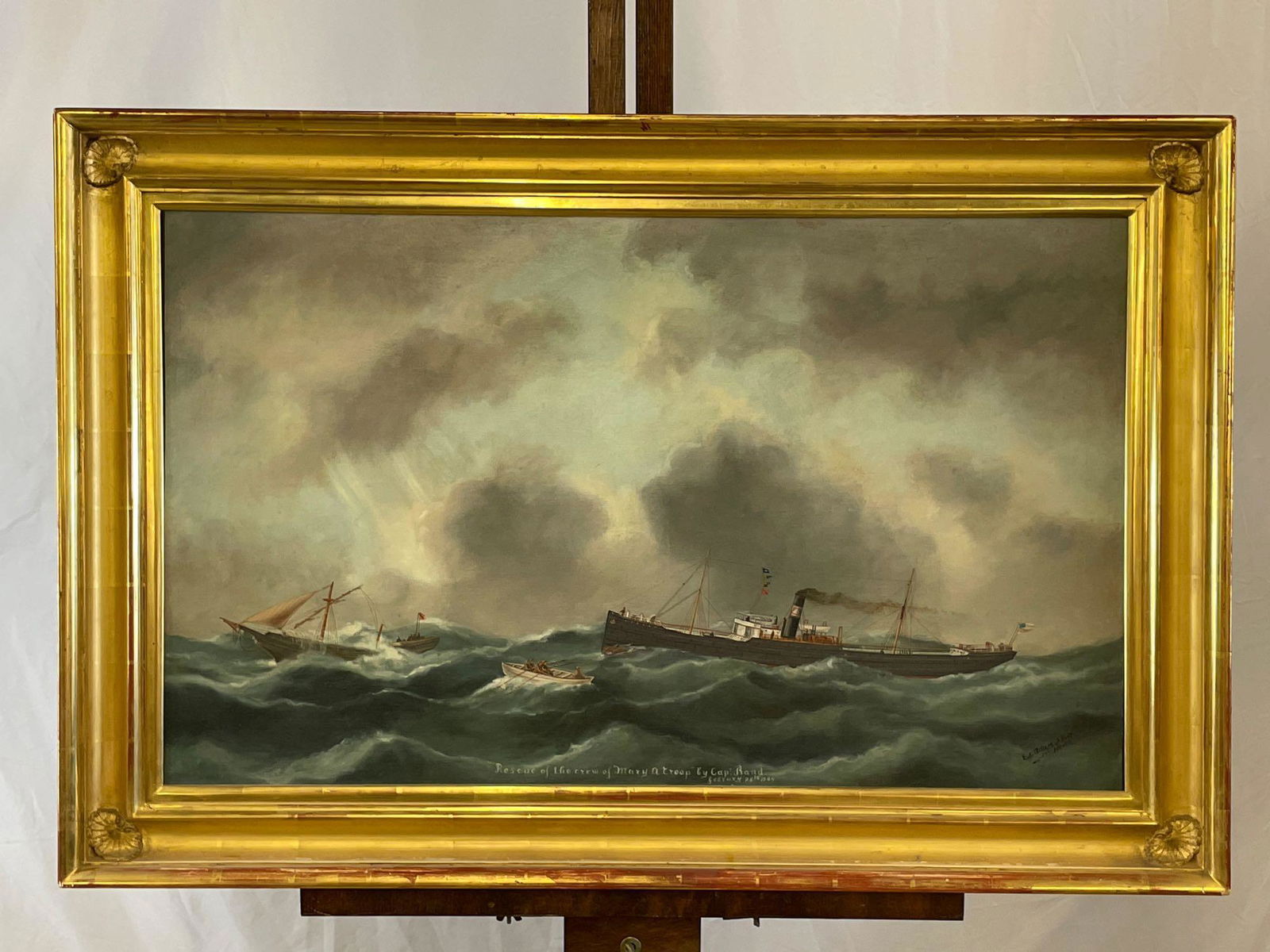 Edouard Adam. Oil/Canvas, Ship Rescue (1 of 7)