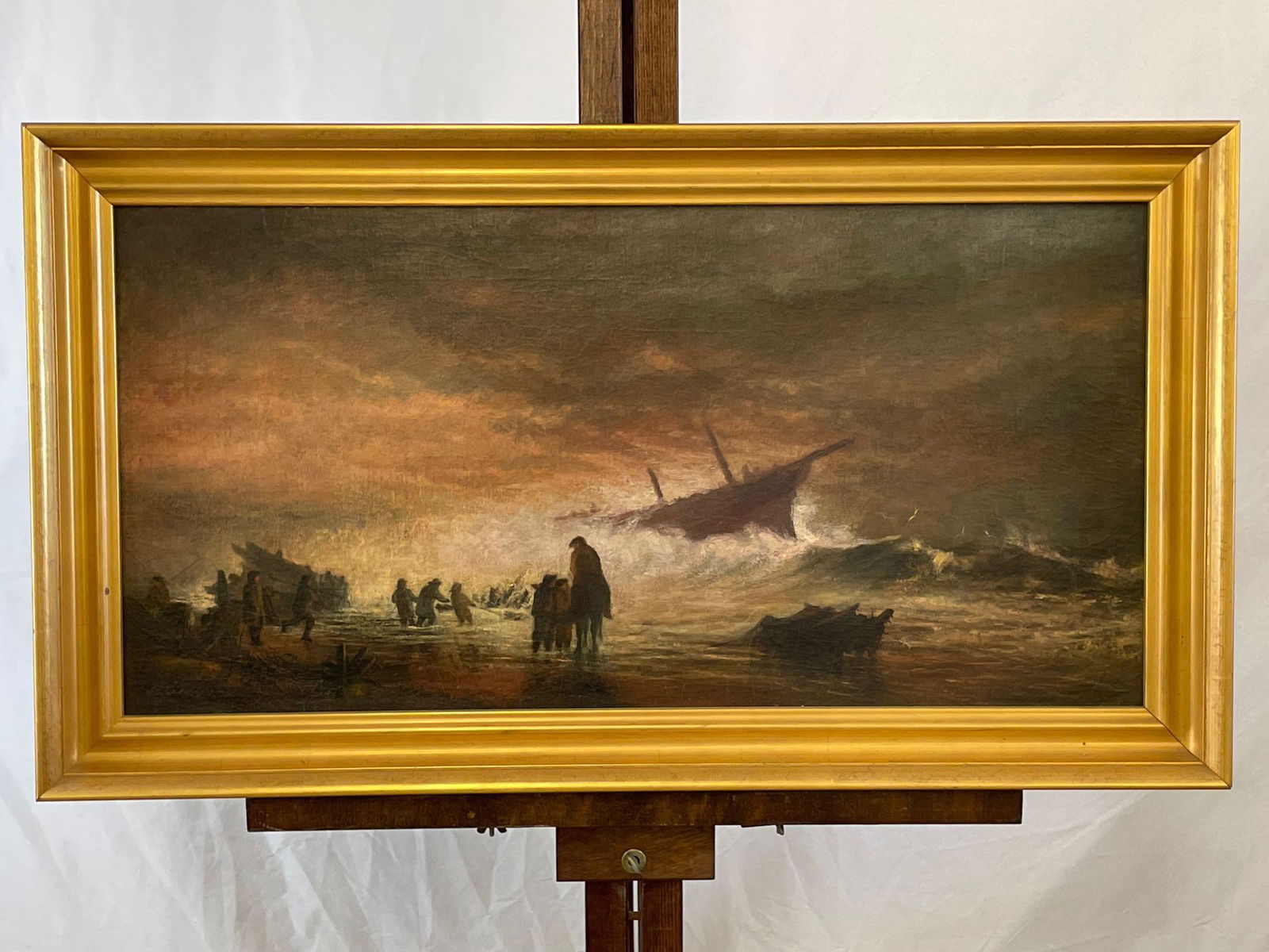 Oil/Canvas, Maritime Seascape with Shipwreck (1 of 6)