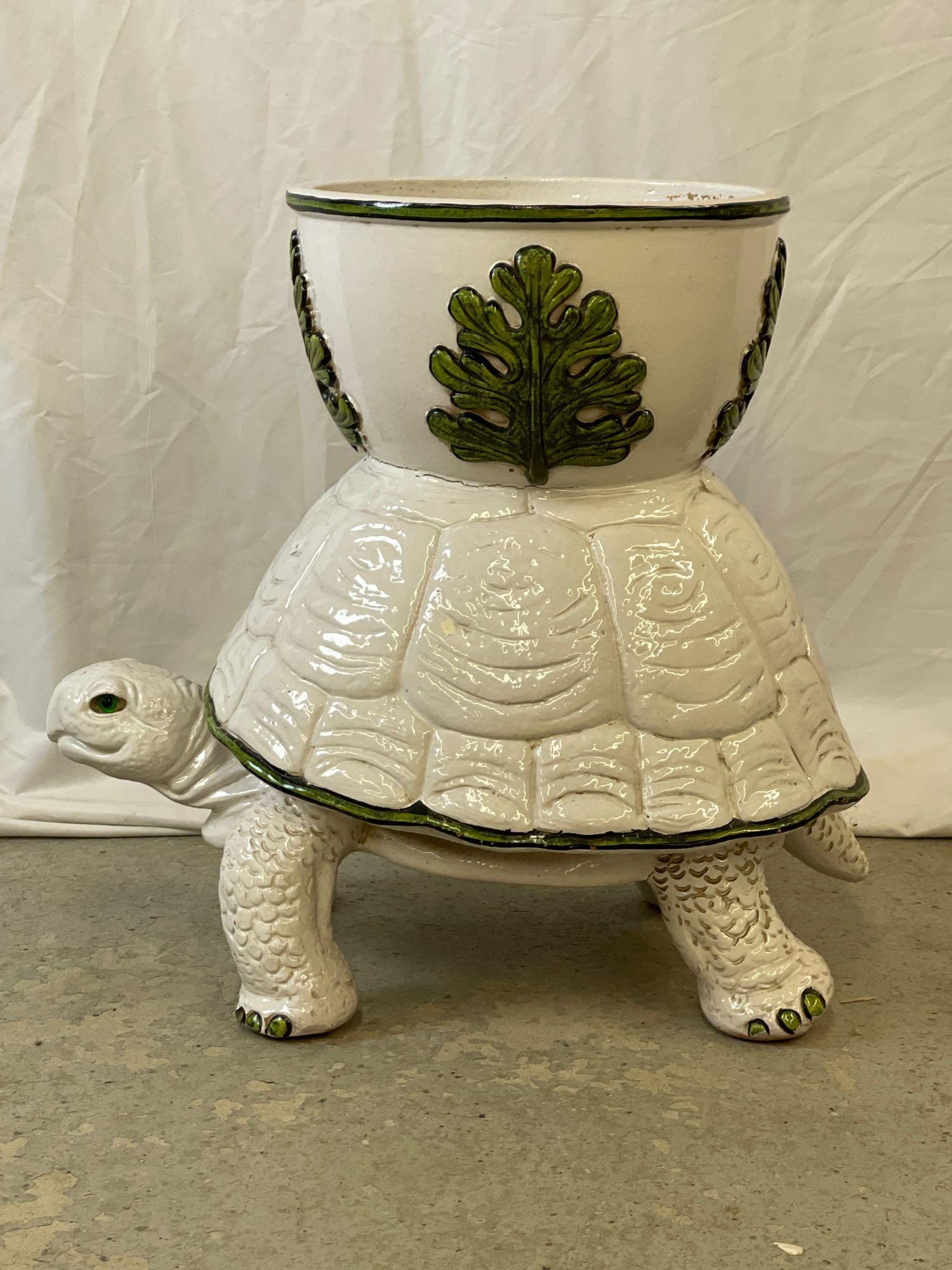 Italian Pottery Turtle-form Pedestal Planter (1 of 6)