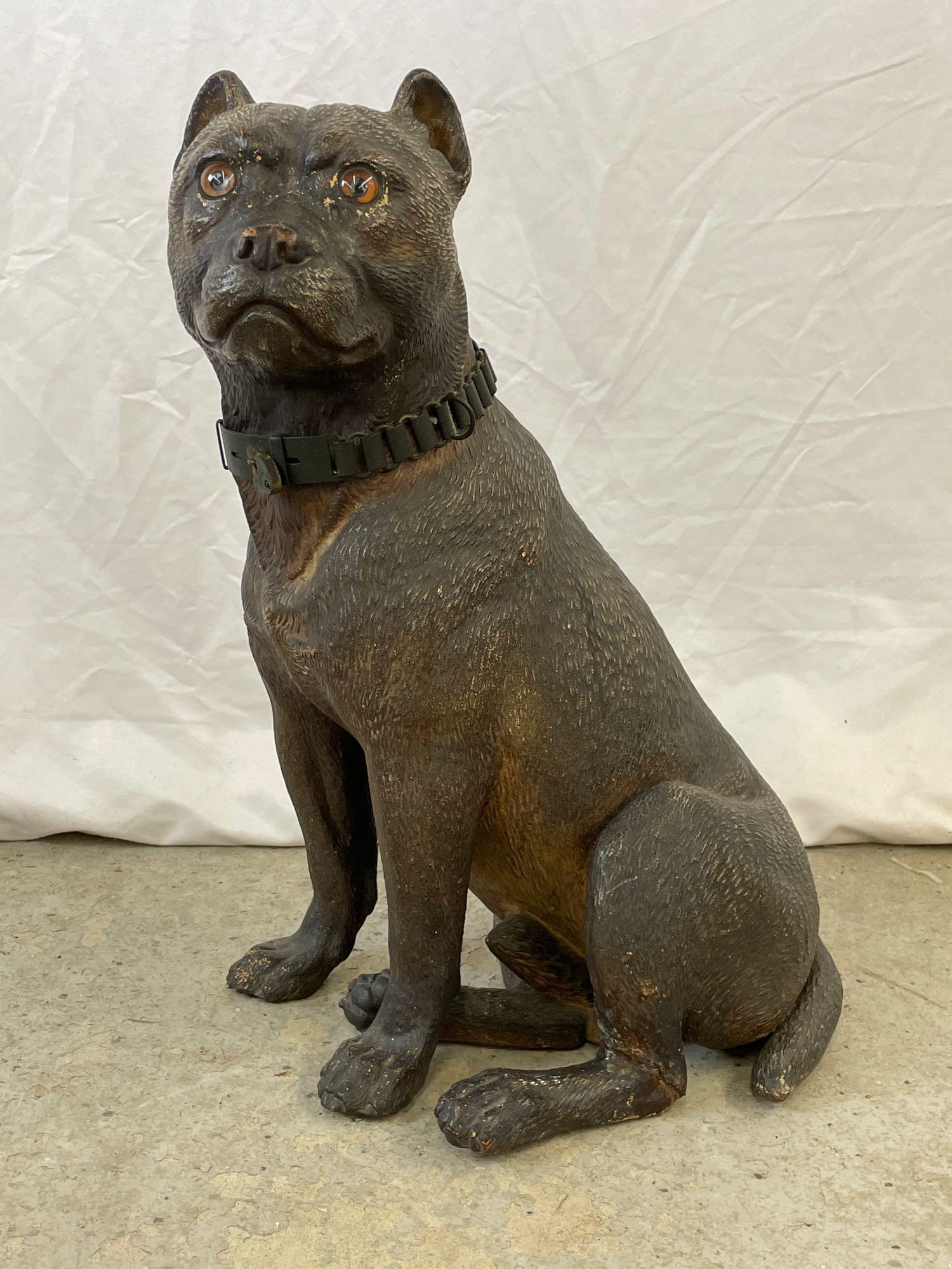 Painted Terracotta Dog with Glass Eyes (1 of 5)