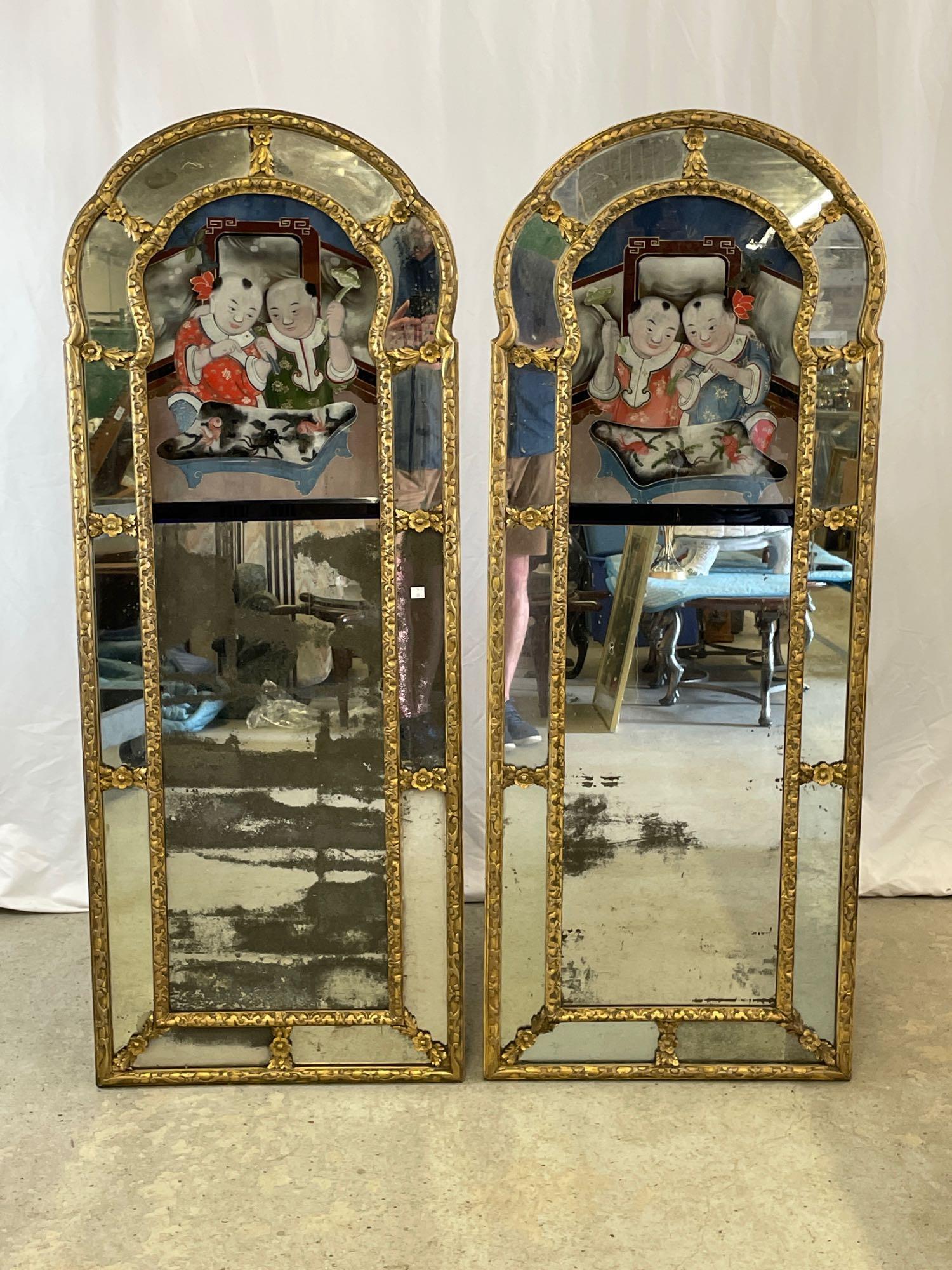 Pair of Chinese Export Reverse-painted Mirrors (1 of 10)