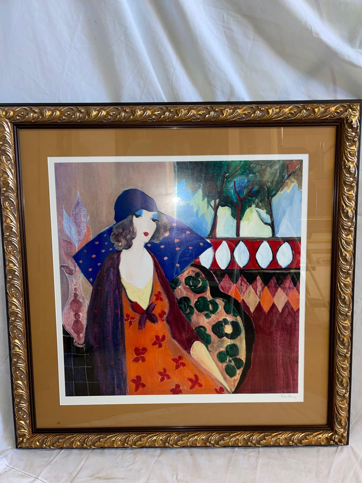 Itzchak Tarkay. Seriolithograph, Indigo Chapeau (1 of 9)