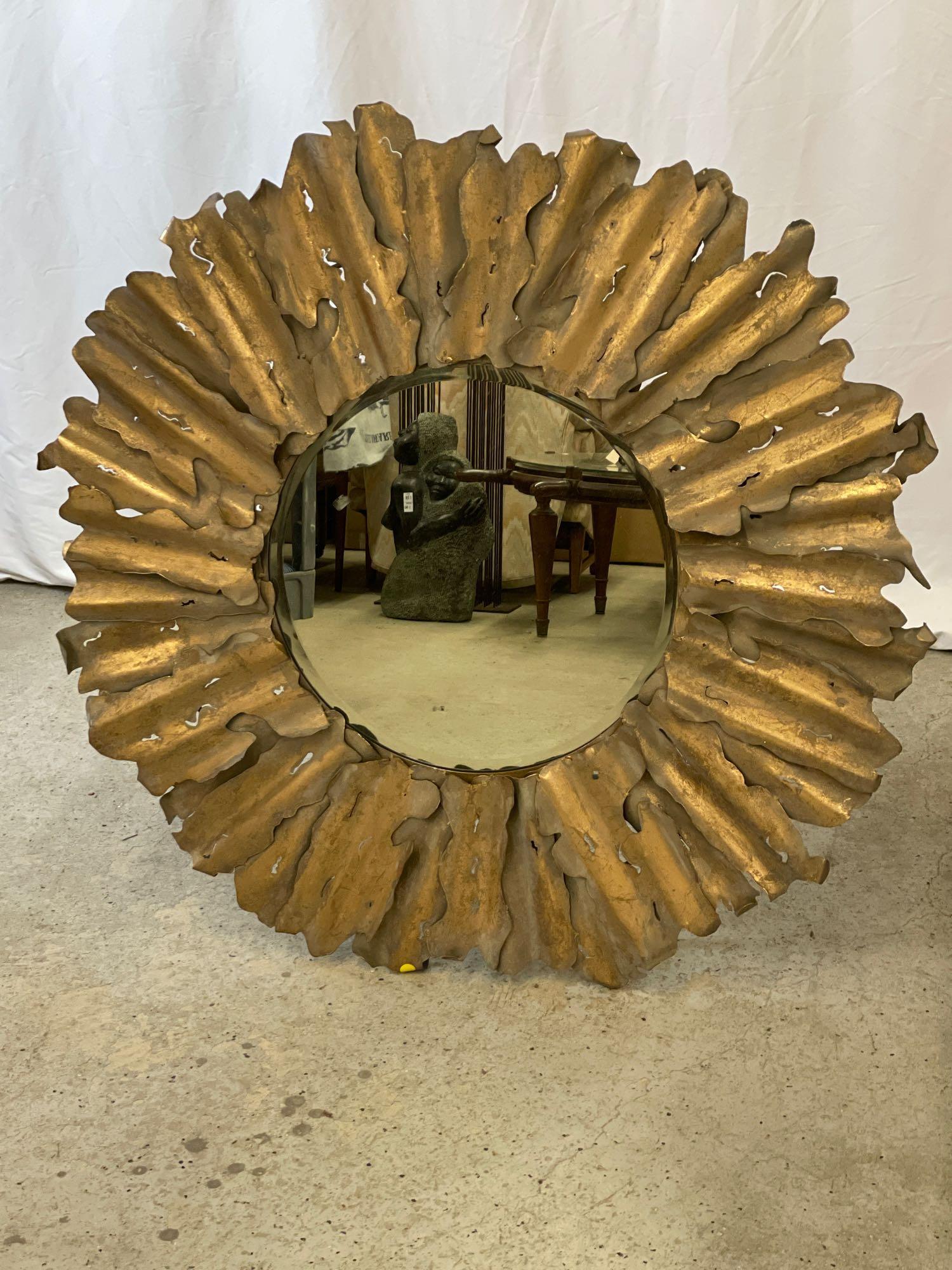 Brutalist-style Metal Sunburst Wall Mirror (1 of 4)