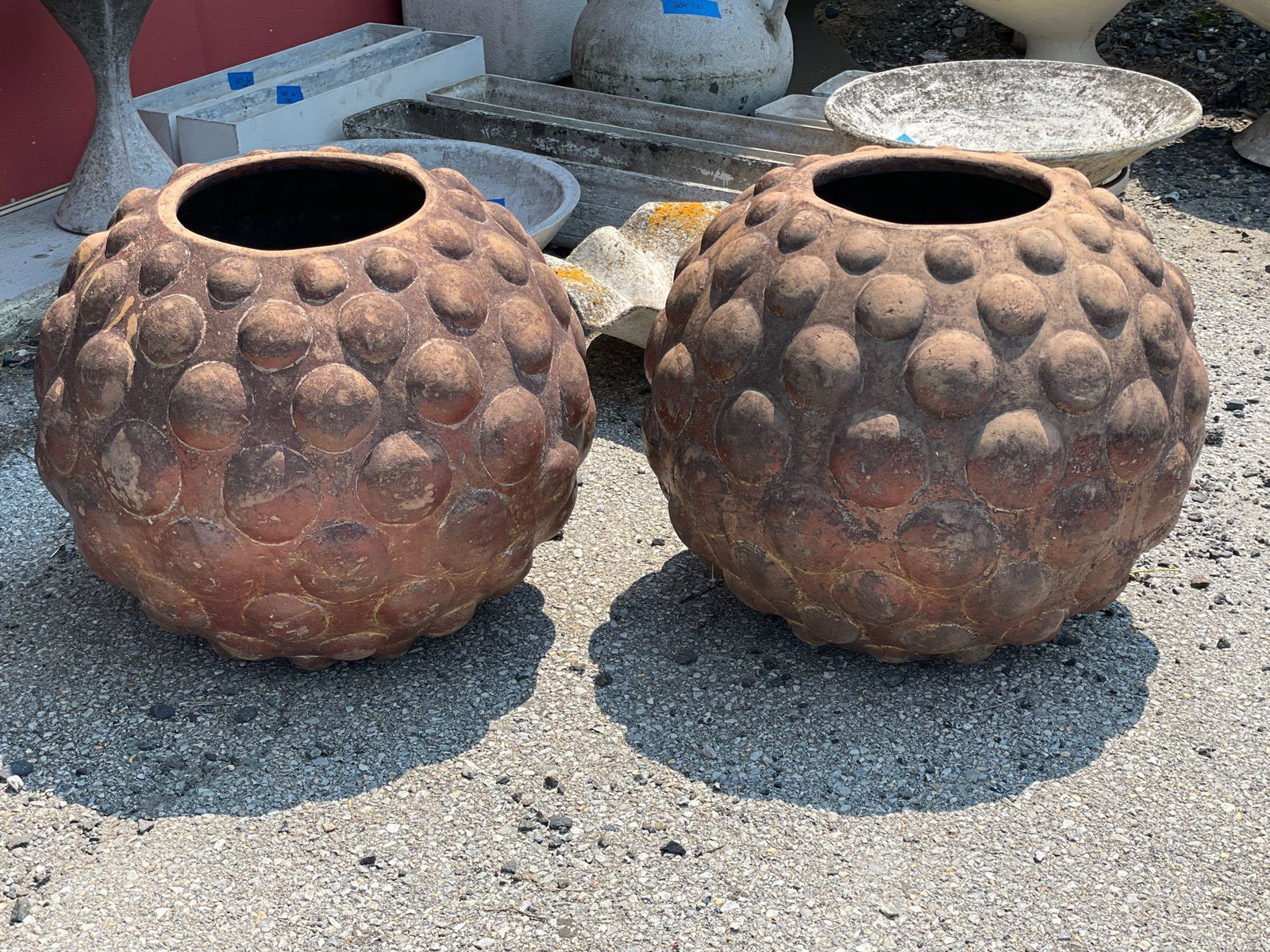 Large Pair of Dimpled Pottery Garden Planters (1 of 4)