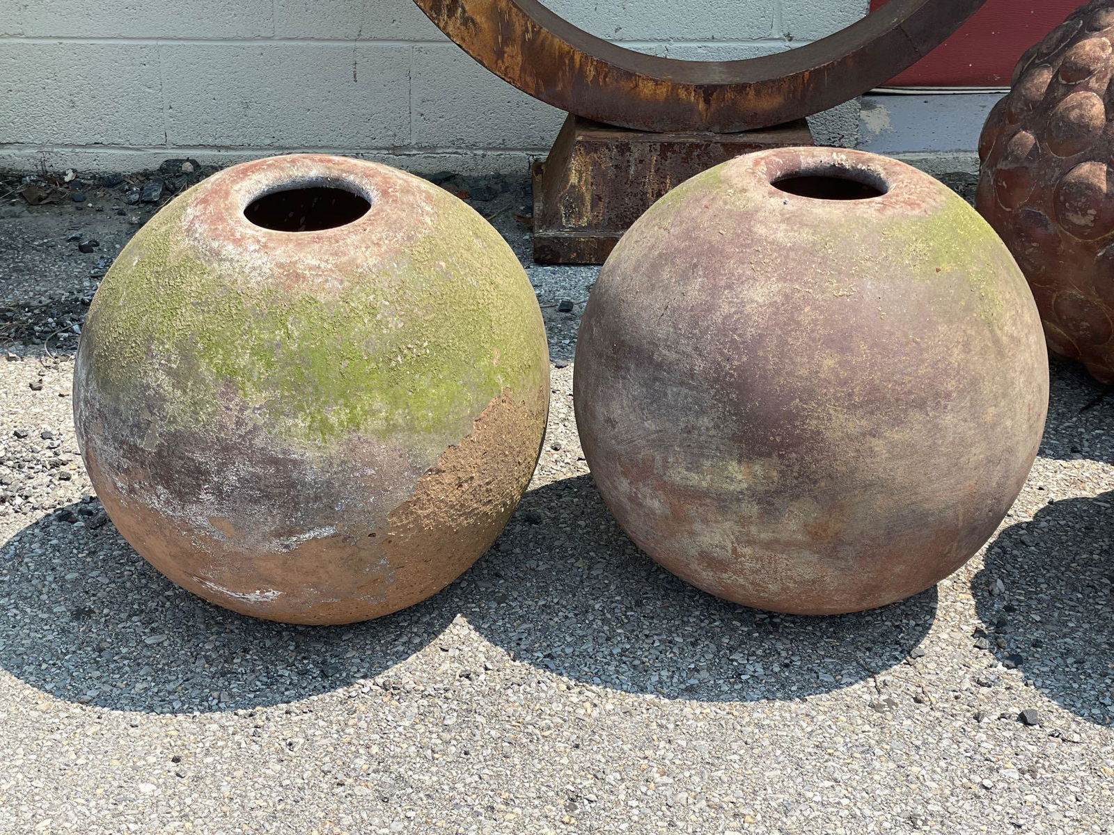 Pair of Pottery Garden Sphere Vessels (1 of 5)