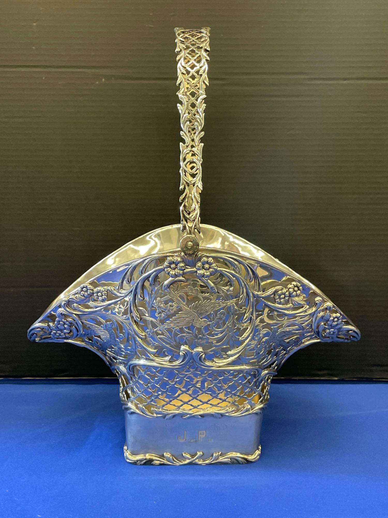 Large Sterling Silver Bride's Basket (1 of 9)