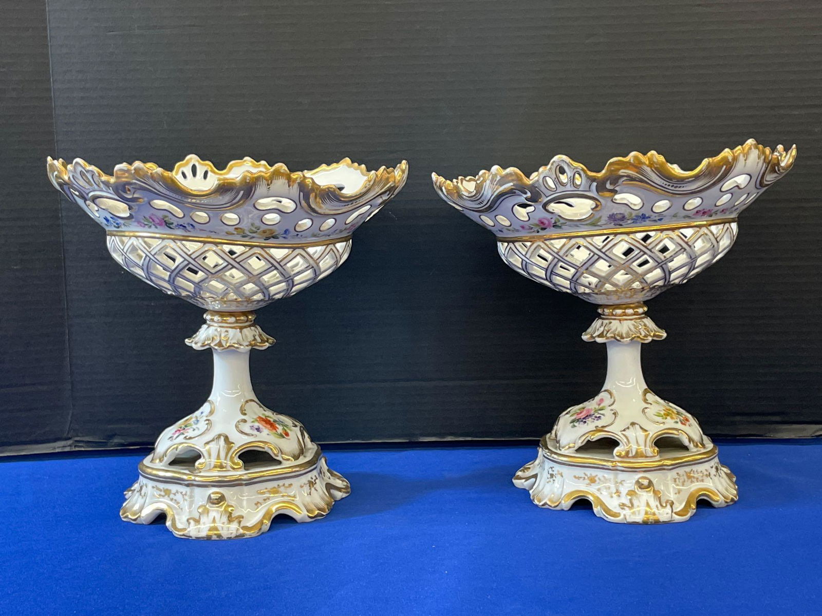 Pair of Continental Porcelain Basket Compotes (1 of 5)