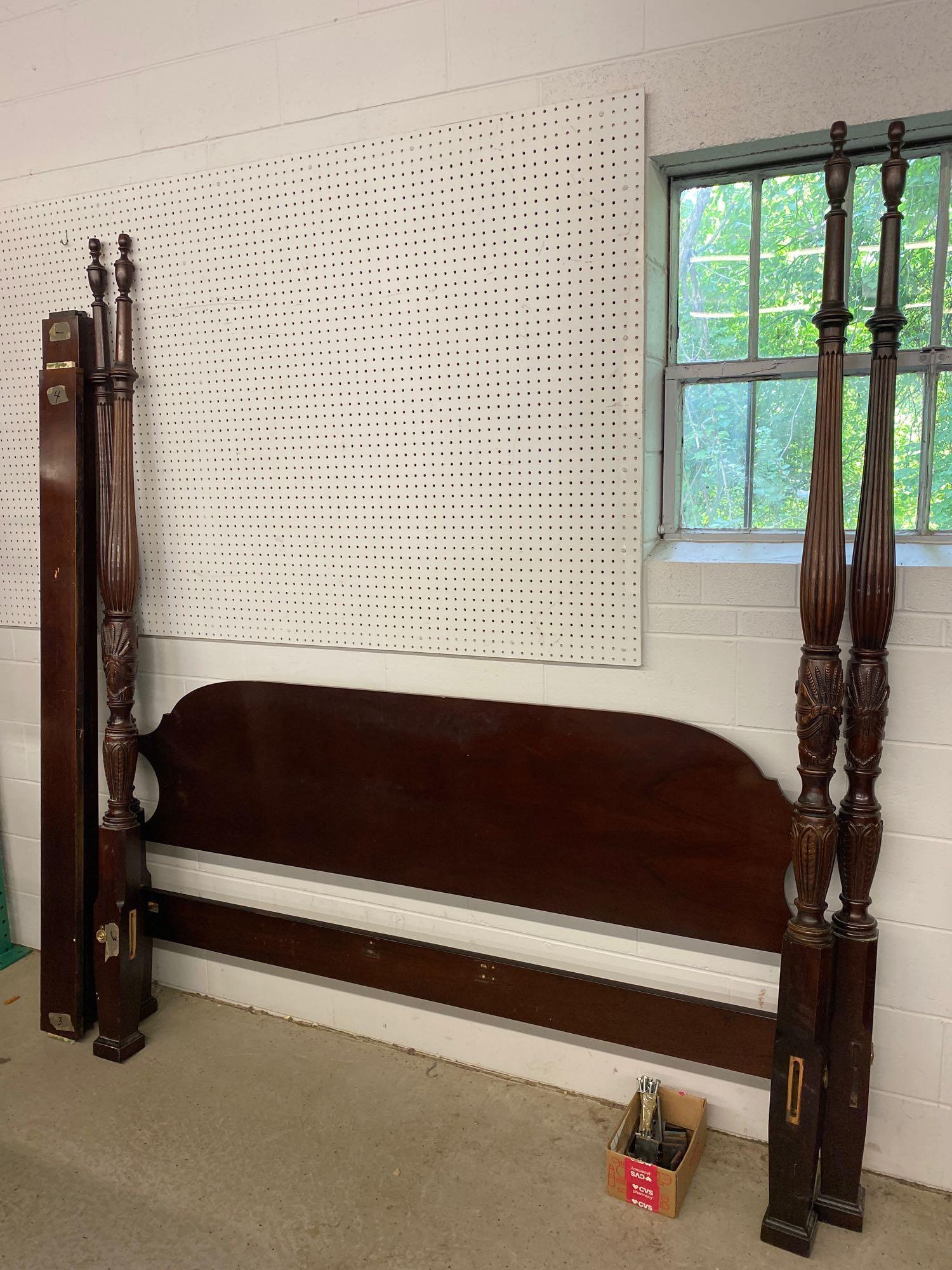 Mahogany Rice-carved King-size Bed (1 of 4)