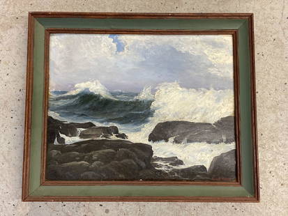 Yarnall Abbott. Oil/Panel, Seascape: Yarnall Abbott (Pennsylvania, 1870-1938). An oil on panel depicting a rocky coastline. Signed lower right. Panel: 16in x 20in.