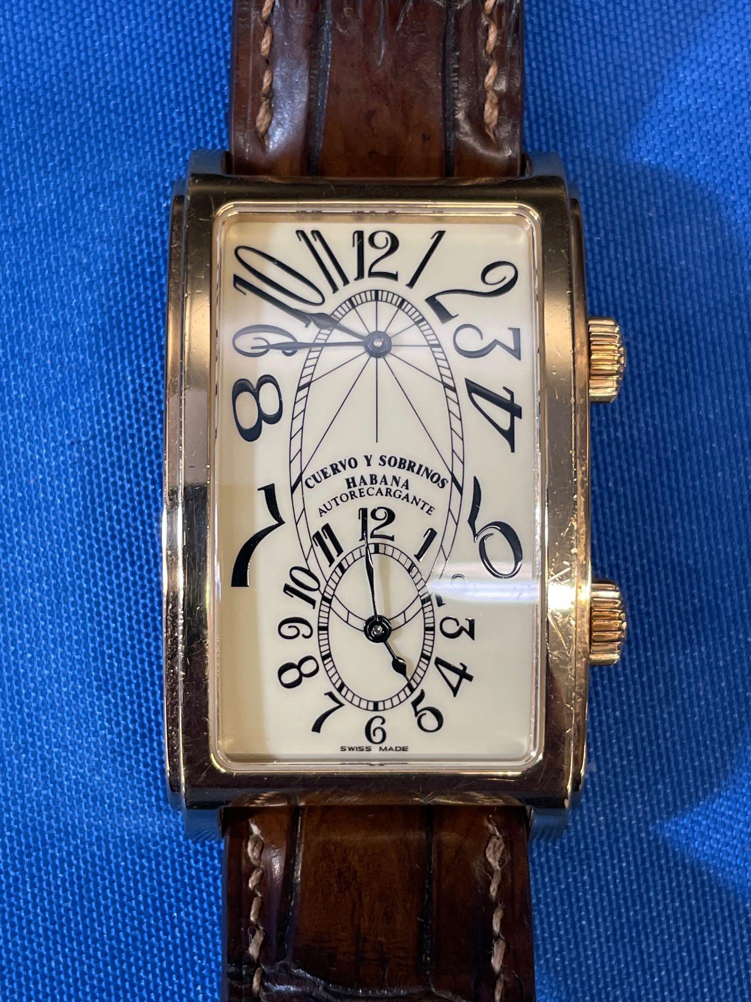 Cuervo Y Sobrinos 18K Gold Dual Time Watch (1 of 5)