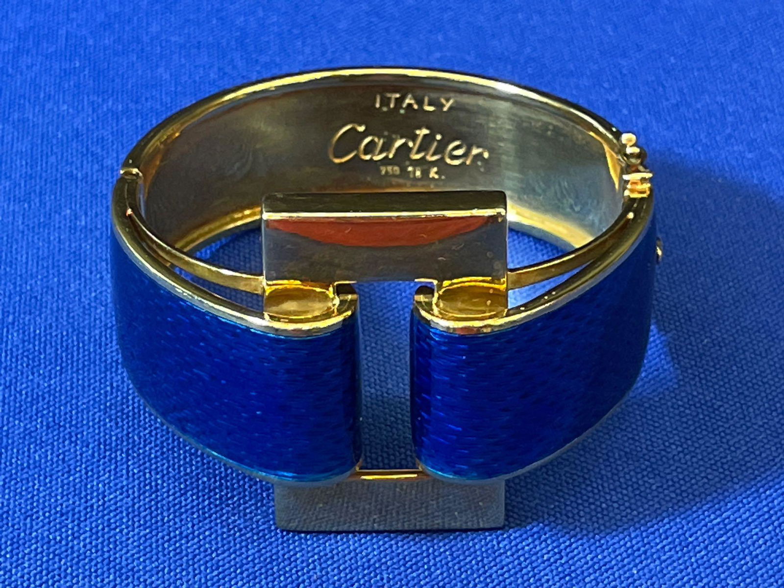 Cartier 18k Yellow Gold & Blue Enamel Bracelet (1 of 6)