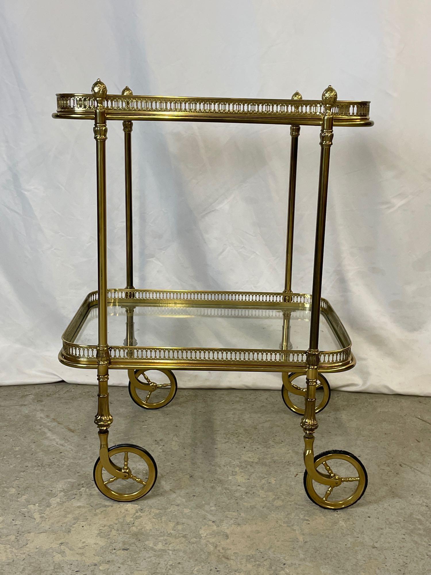 Brass and Glass Two-tiered Bar Cart (1 of 5)