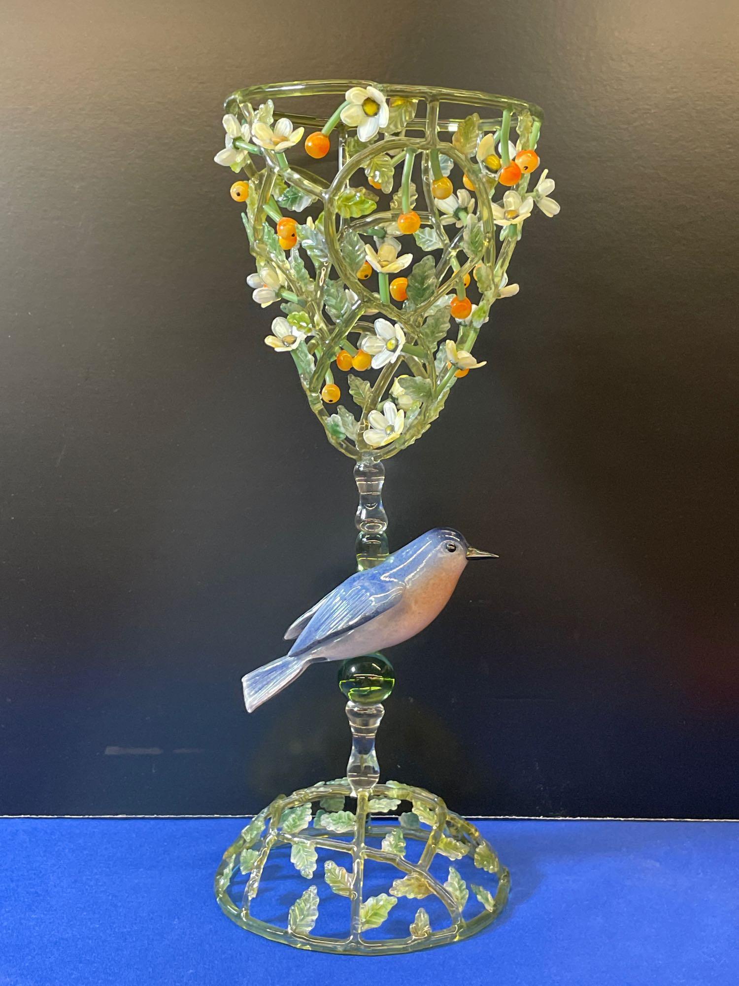 Kari Russell-Pool Art Glass Bird Goblet (1 of 6)