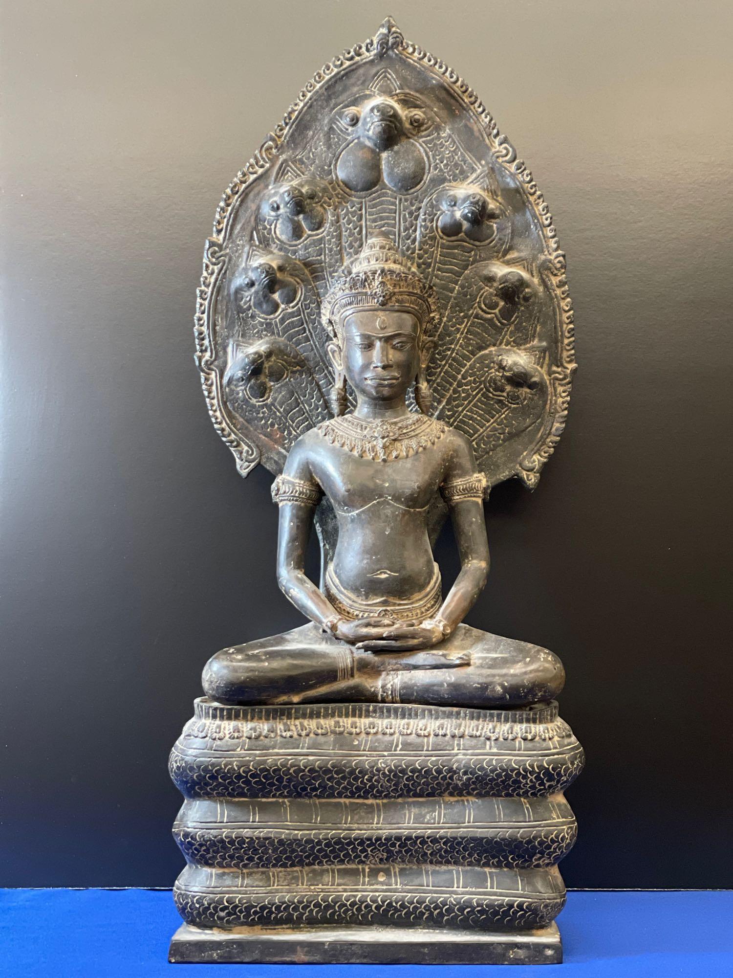 Large Cambodian Bronze Seated Buddha (1 of 5)